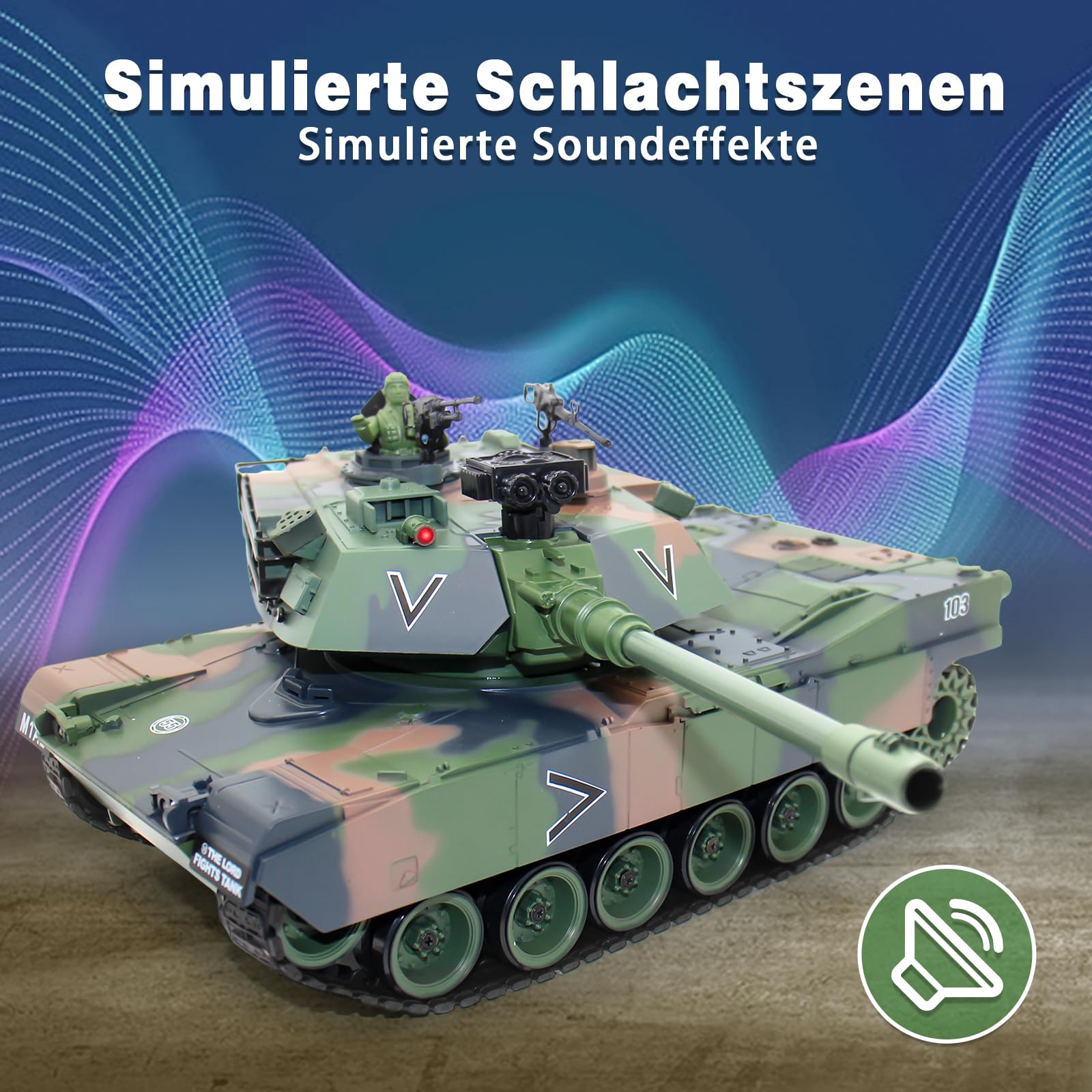 1/18 RC Tanque, M412 Main Main Control Remoto Panzer-Modellspielzeug 15CH Battle Army Tank Licht Humo Sound,Militares RC Vehículo para adultos y niños que dispara BBS y bombas de agua