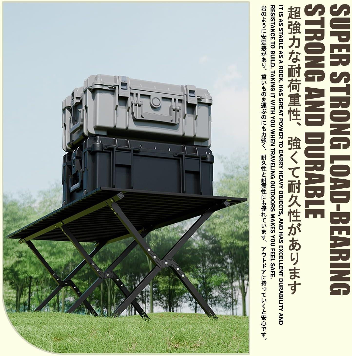 Ortable Picnic Table with Chairs，Folding Picnic Table and Bench Set，Lightweight and Easy to Carry, Suitable for Outdoor Camping, Garden Picnics, and Catering Cooking.(Black,90CM+2 Chairs)