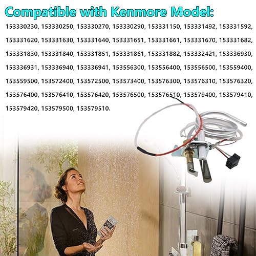 Miniatura 7 de Conjunto piloto de calentador de agua NAT Gas Thermopile Asamblea 100112330 9007876 9007877, compatible con calentadores de agua Reliance Whirlpool