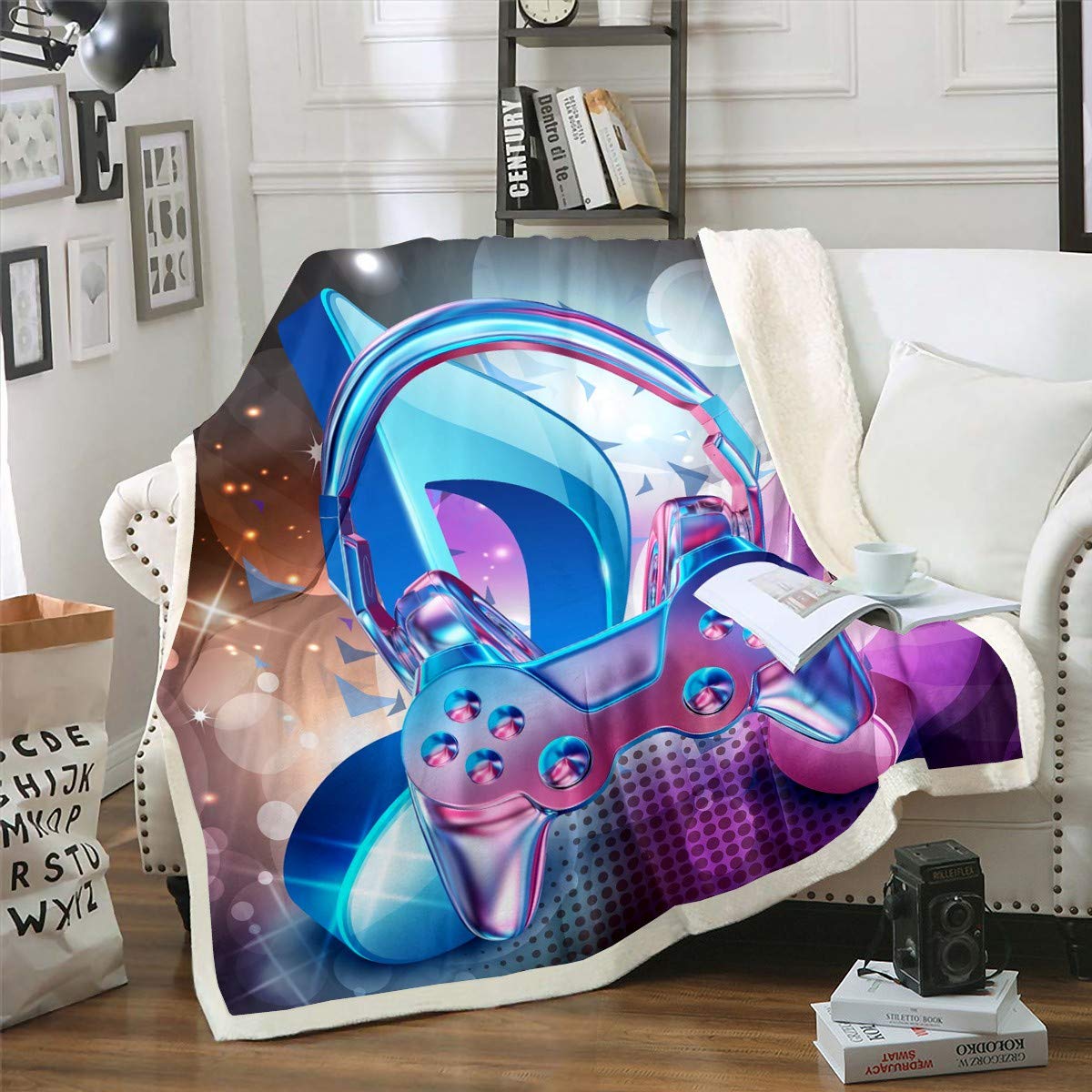Couverture polaire moderne gamer pour canapé et soirées jeux vidéo
