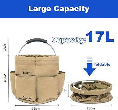 Cleaning Caddy Organiser, Multi-Pocket, Large Capacity, Easy To Clean and Carry, Khaki