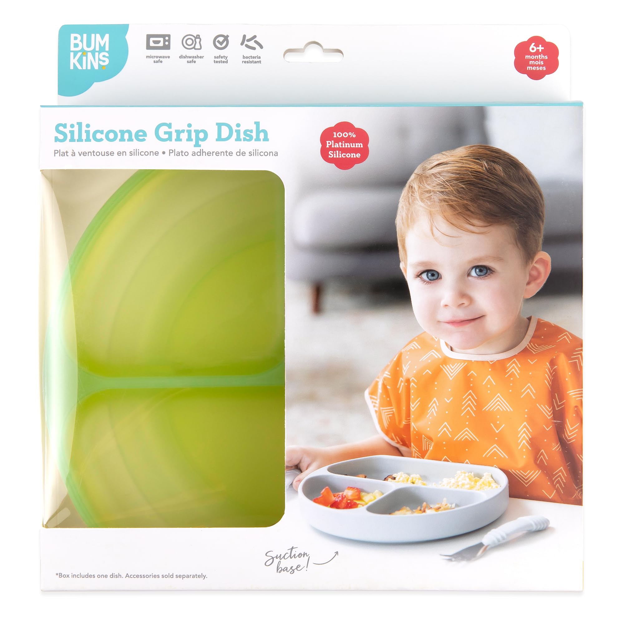Bumkins - Plat à ventouse en silicone (3 compartiments) - Vert Jelly