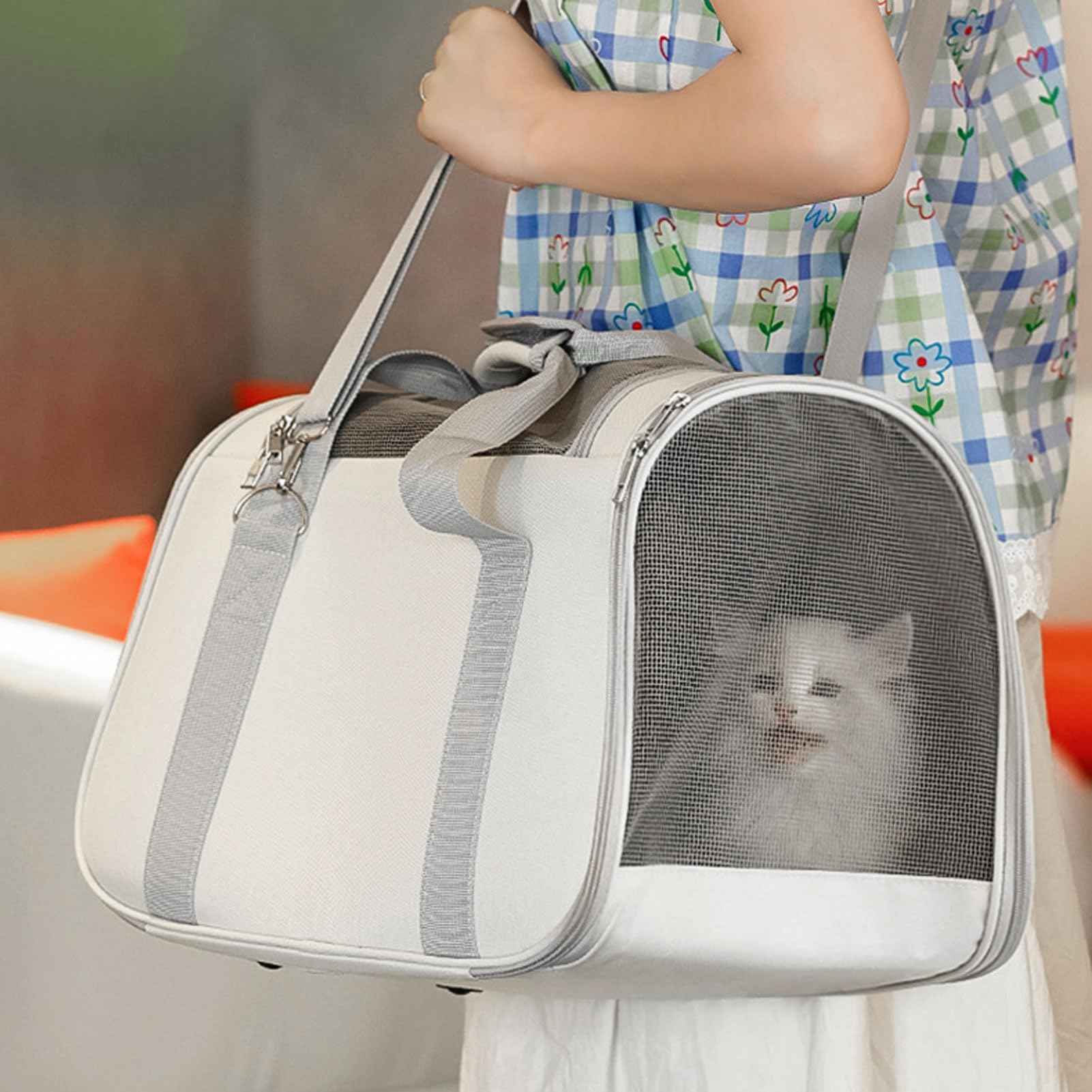 Transportín Suave para Gatos |Viaje Portátil con Correa/para Mascotas Debajo