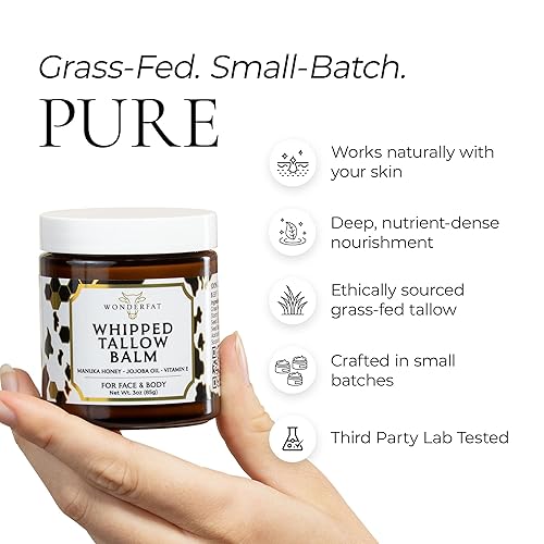 Miniatura 6 de Bálsamo de sebo batido alimentado con pasto - Hidratante facial y corporal con miel de manuka - Hidratación ligera y de rápida absorción para pieles