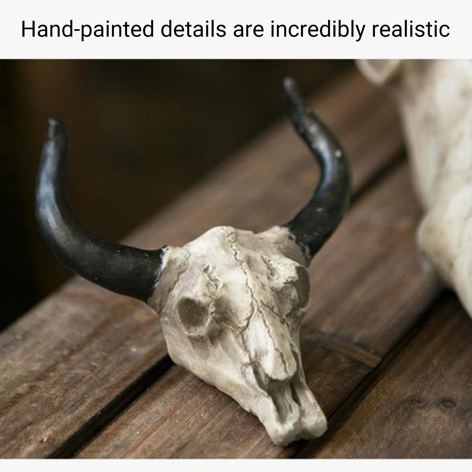 Decorazione da parete a forma di teschio lungo in corno – finto teschio di mucca tassidermia per decorazione domestica rustica e occidentale
