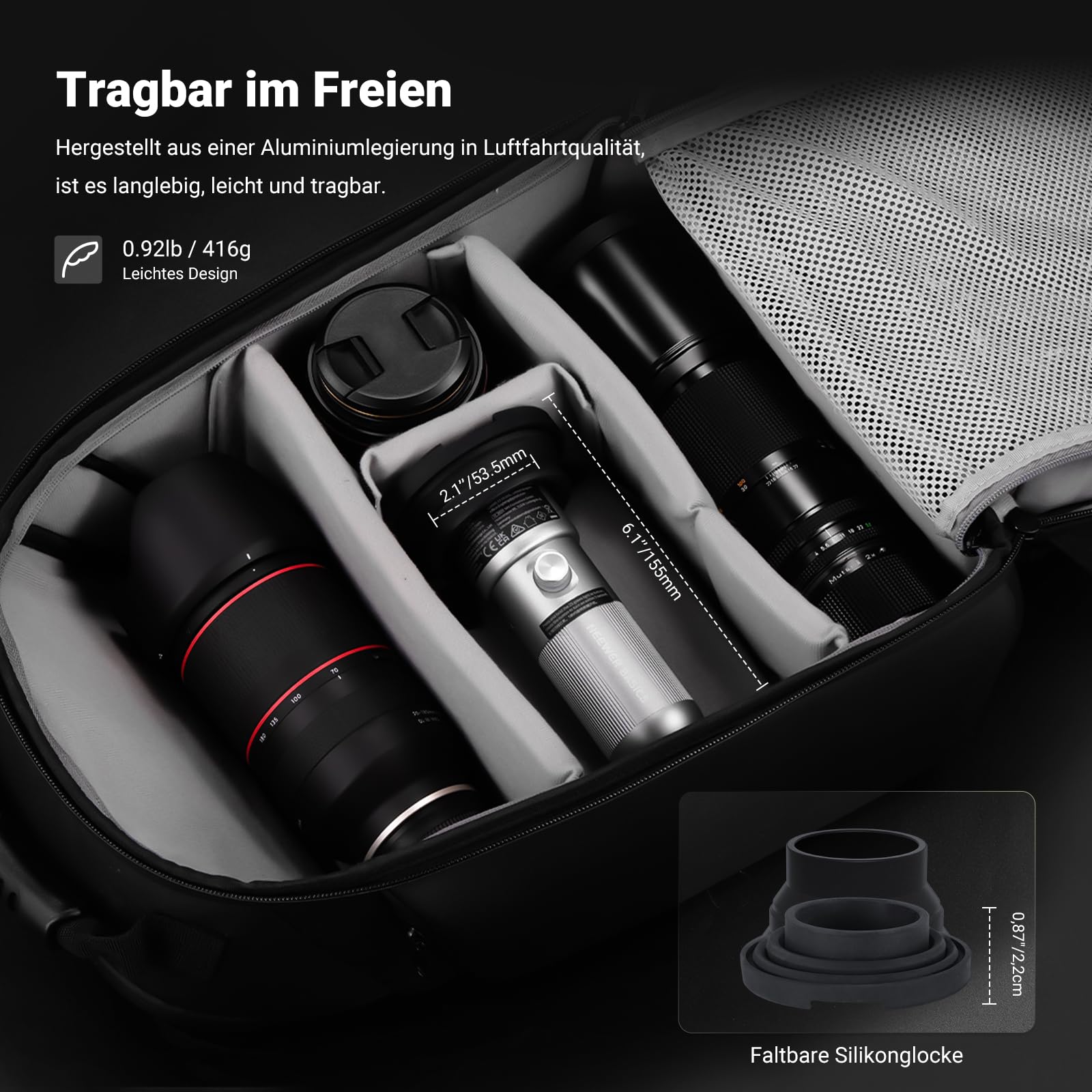 NEEWER Basics Taschenlampe für Fotografie, FL10 RGB LED Spotlight, 10W 6300K gemustertes Umgebungslicht aus Aluminium, 7500mAh/4 Farben/20 GOBO Filter/CRI95+, USB Sunset Video Fülllicht für Fotostudio
