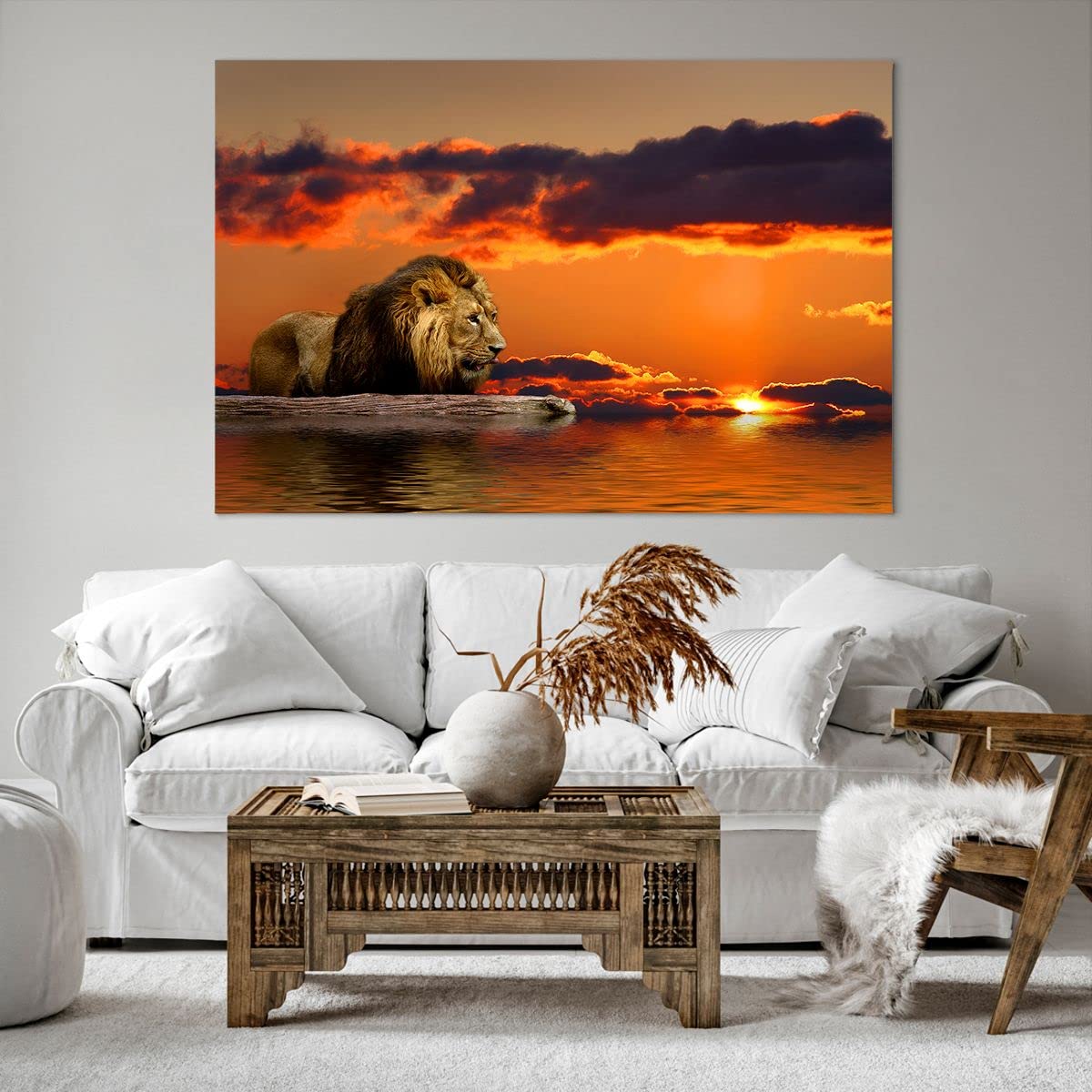 Quadro su Vetro Leone criniera fiaba Stampe da Parete in Vetro 70x50cm Quadri Moderni Soggiorno Camera da Letto Cucina 1 pezzo Piccoli Decorazione Murale Wall Art Grafica Immagini GAA70x50-4713