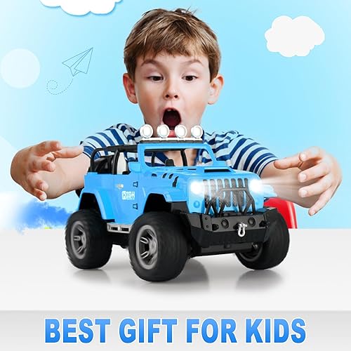 Miniatura 7 de Auto a control remoto para niños con niebla de pulverización, automóvil a control remoto a escala 116 con sonido del motor y luces LED, camiones