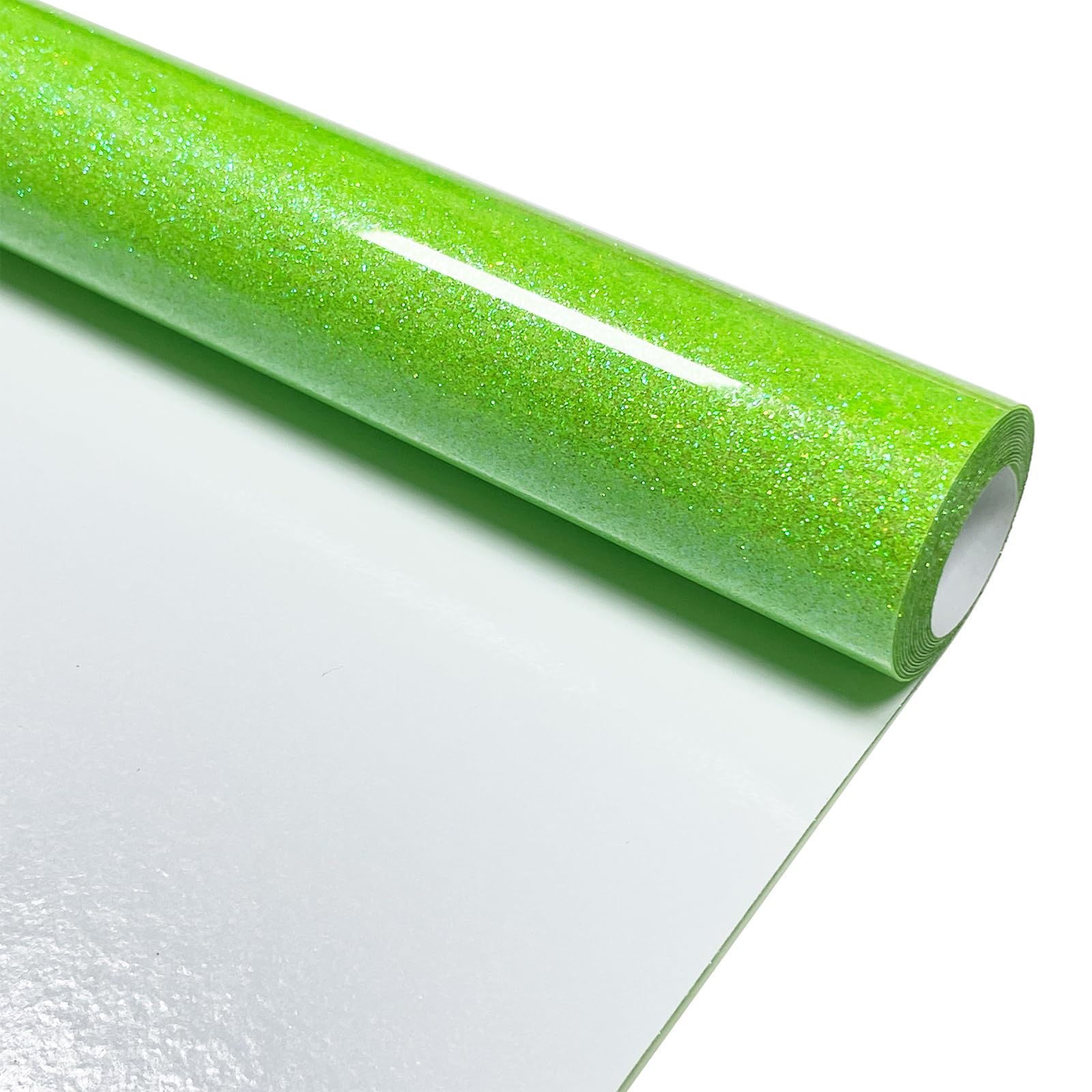Neon Green Glitter Heat Transfer Vinyl 12" x 5 ft HTV for Shirts, Glitter HTV for All Cutter Machine - Easy to Cut &amp; Weed for Heat Vinyl Design (Neon Green, 12" x5Ft)