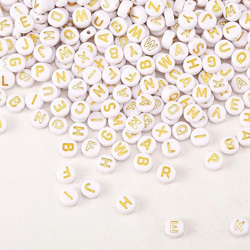 Vista 23 de 1000 cuentas de letras acrílicas del alfabeto de 0.157 x 0.27 pulgadas, cuentas redondas de la A a la Z, para hacer joyas, cuentas del alfabeto
