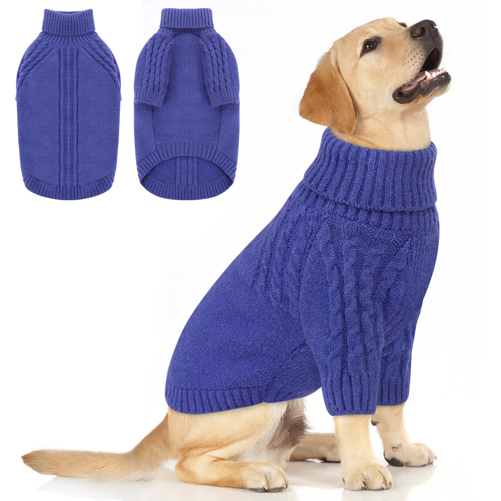 Queenmore Maglione Cane XL, Maglieria con Maniche Lunghe per Inverno, Adatto a Labrador, Border Collie, Golden Retriever - Maglione Natalizio (Blu, XL)