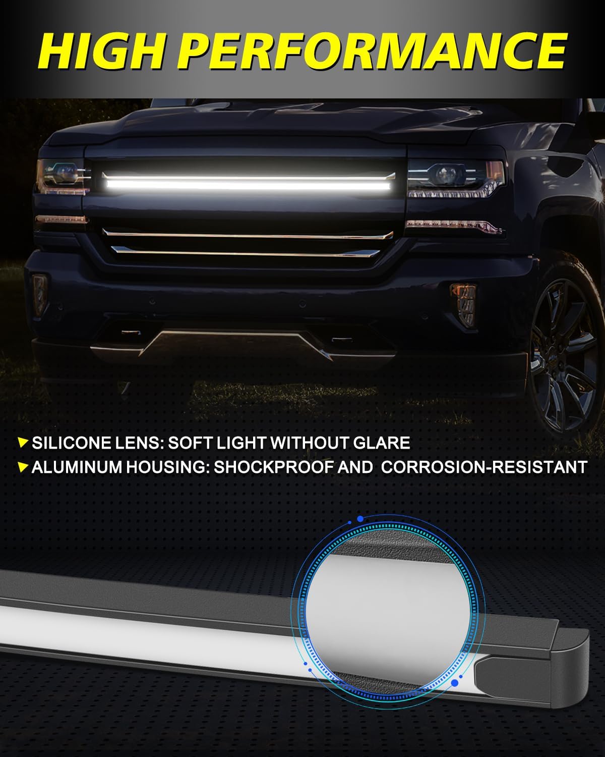 37" DRL LED Grille Kit Front Grill Accent Lights Bar for 2014-2018 Chevy GM Silverado Accessories Position Light Marker Light
