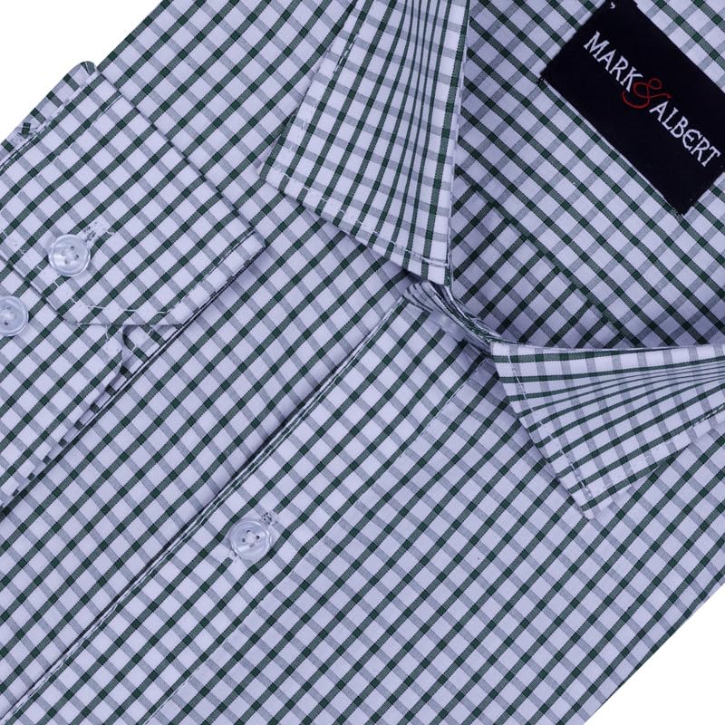 Image of MARK & ALBERT 100% Cotton Full Sleeves Regular Fit Formal Shirt for Men Blue