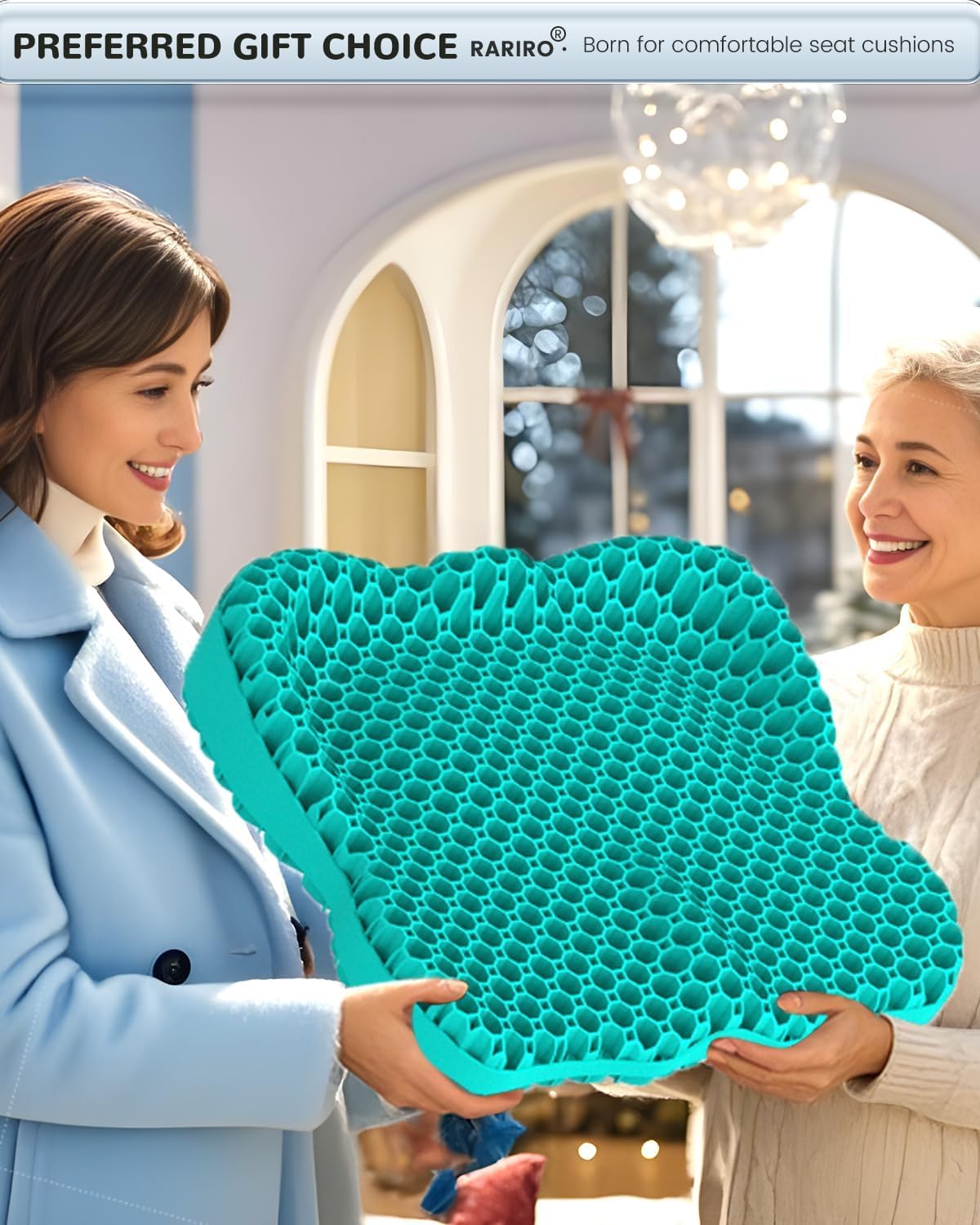 Cojín de asiento de gel transpirable con forma de panal de abeja doble grueso para silla de oficina, cojín suave para sentarse durante mucho tiempo, cojín de presión para coxis, ciática