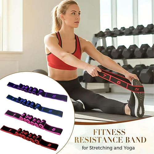Miniatura 3 de Bandas de resistencia de fitness con asas, banda de resistencia para ejercicios de estiramiento y yoga, ejercicio de tirador de moda, bandas