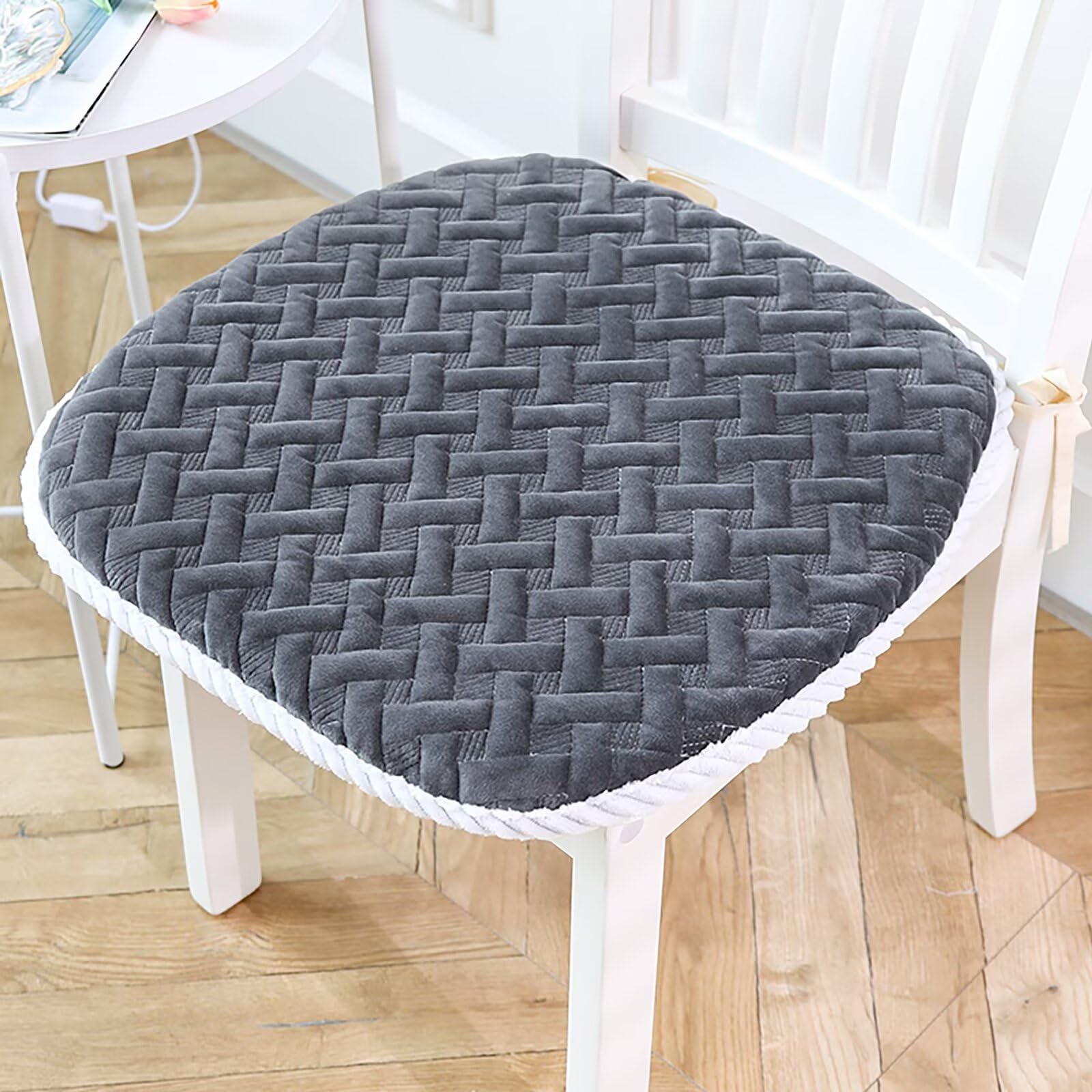 Juego de 6 cojines trapezoidales para sillas de cocina, fundas extraíbles de terciopelo con cierre de cremallera, cojines de asiento antracita cálida para sillas de comedor