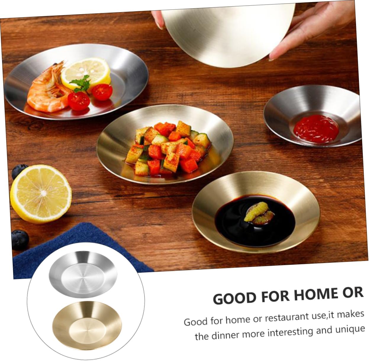Cabilock 2pcs Seasoning Dipping Bowls Side Dish Plates for Home and Restaurant Use Rustproof Sauce Dishes Washable and