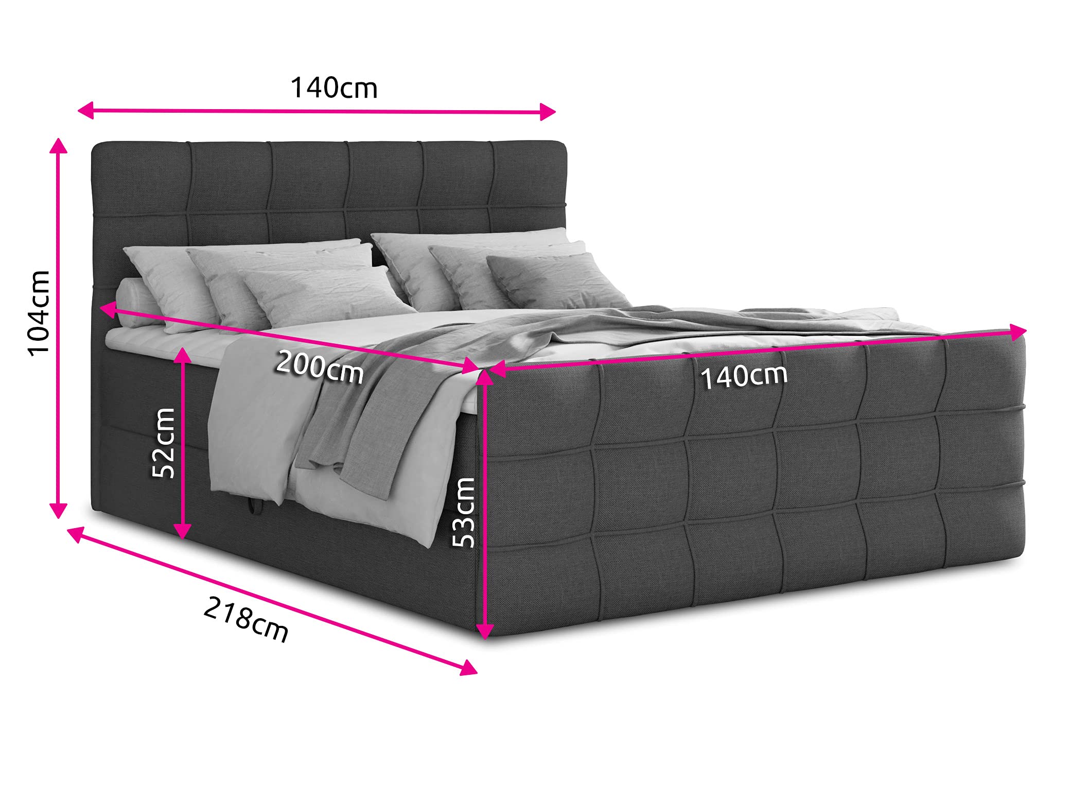 Sofnet Boxspringbett Best Lux mit Fußteil, 2 Bettkästen und Topper - Doppelbett, Bonell-Matratze, Polsterbett, Bett, Betten, Bettgestell, Schlafzimmer (Beige (Inari 22), 140 x 200 cm)