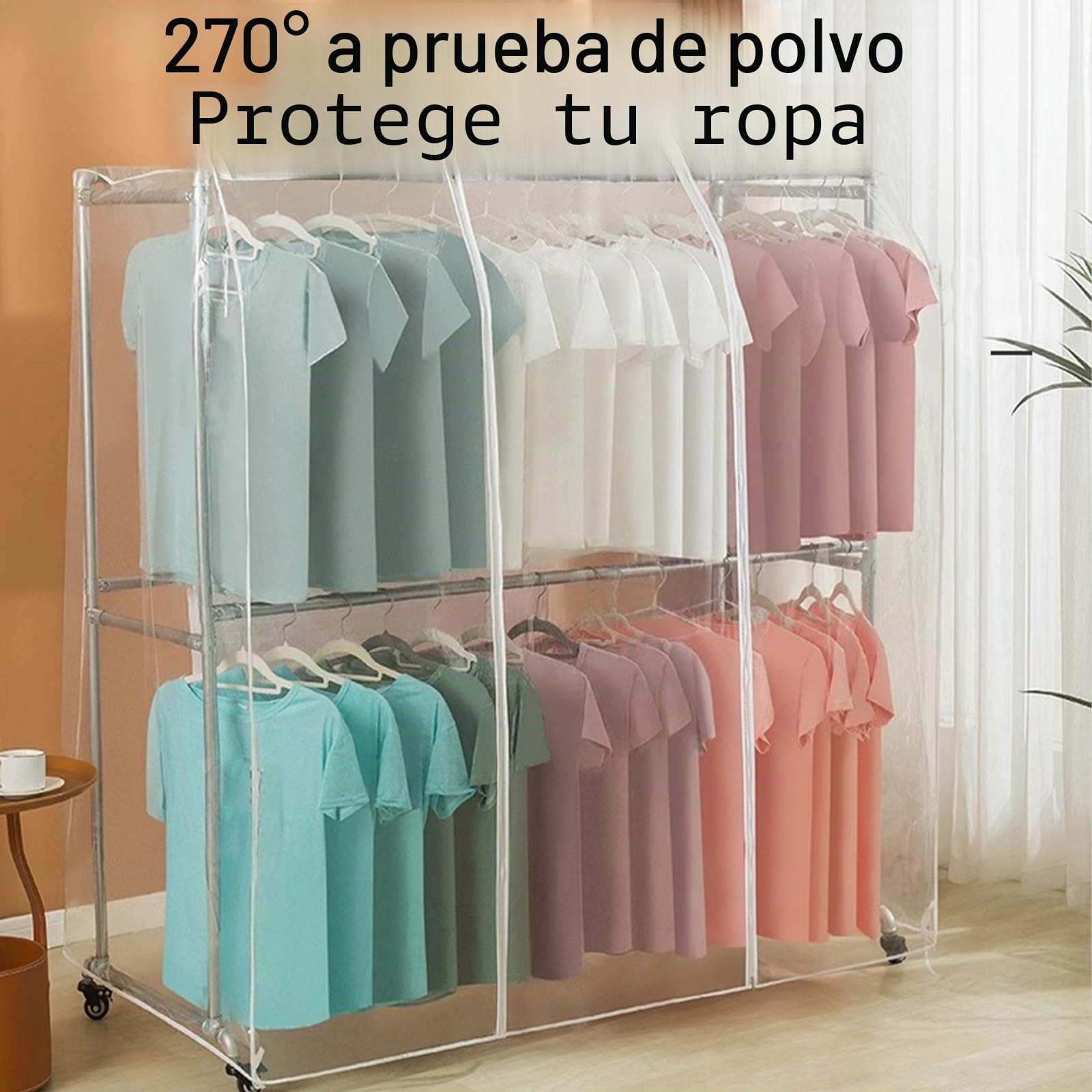 Fundas Ropa Armario de 150 CM de Alto, Funda Burro Ropa de Gran Capacidad para Colgar Ropa, Apta para Perchas de Doble Barra(White,200x90x150cm/79x35x59in)