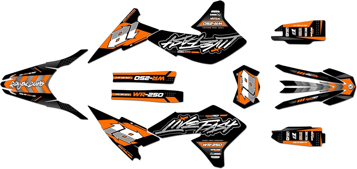 Graphics Kit for Yamaha WR250R WR250X (2008-2021) Rebel Series Yellow 9 Mil - Easy Go - Dirt Pit Bike Motorcycle Sticker, Dirtbike Racing Decal Motocross Accessories no-Plastics