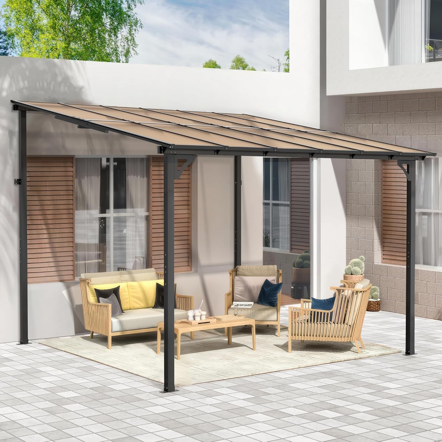 Amazon.com : Oakcloud 10' x 10' Outdoor Wall Mounted Gazebo, Patio Lean ...