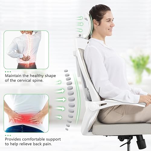 Miniatura 7 de Silla de oficina ergonómica con capacidad de 350 libras, silla de computadora de malla cómoda, silla de juegos con respaldo alto con ruedas,