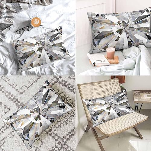 Miniatura 6 de AOYEGO Funda de almohada con textura cáustica de diamantes en 3D, realista, con cristales brillantes, decorativas, para sofá, cama, silla, tamaño