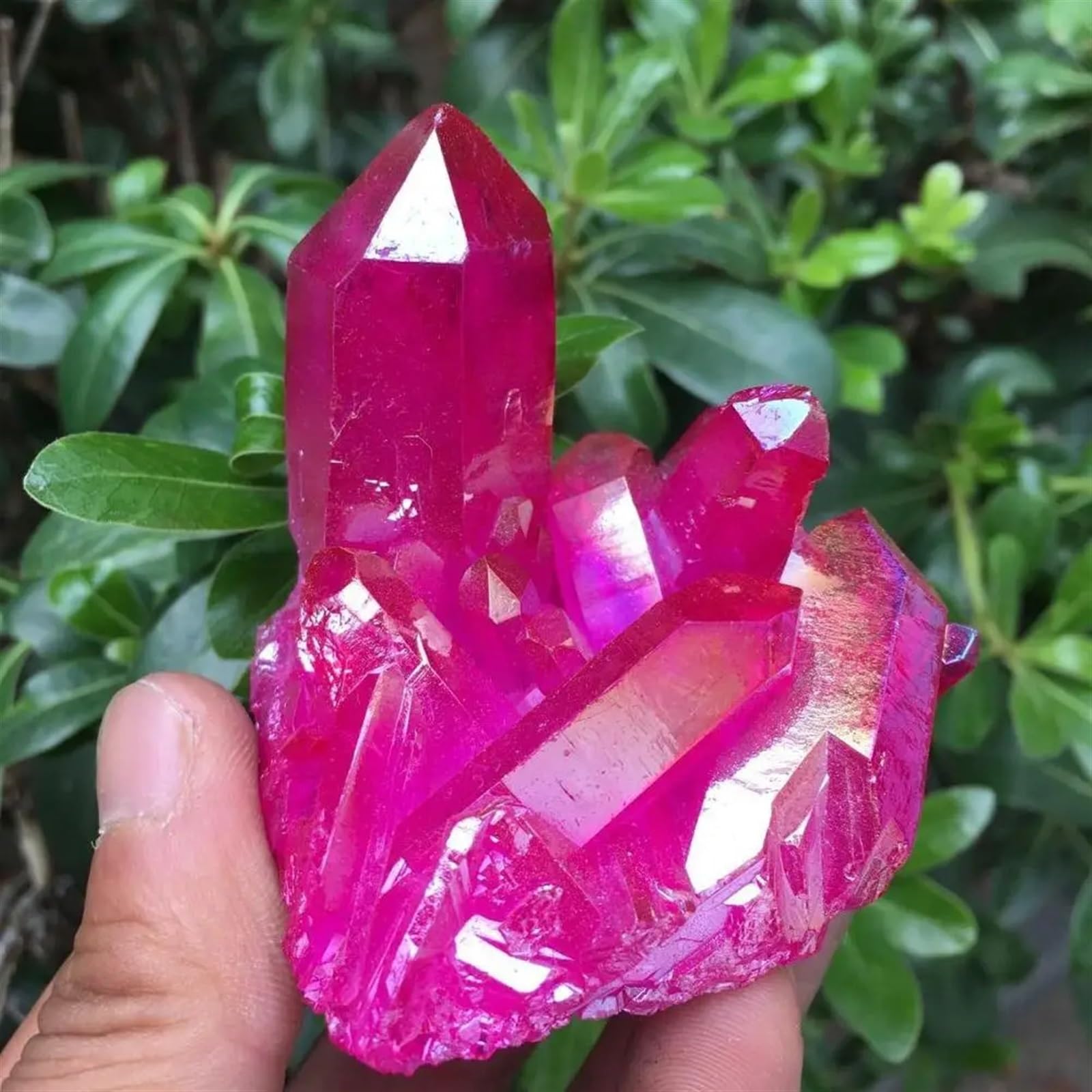 KJEBVHIRS Red Aura Quartz Cluster Crystal Ornaments (Size : 450-500g)