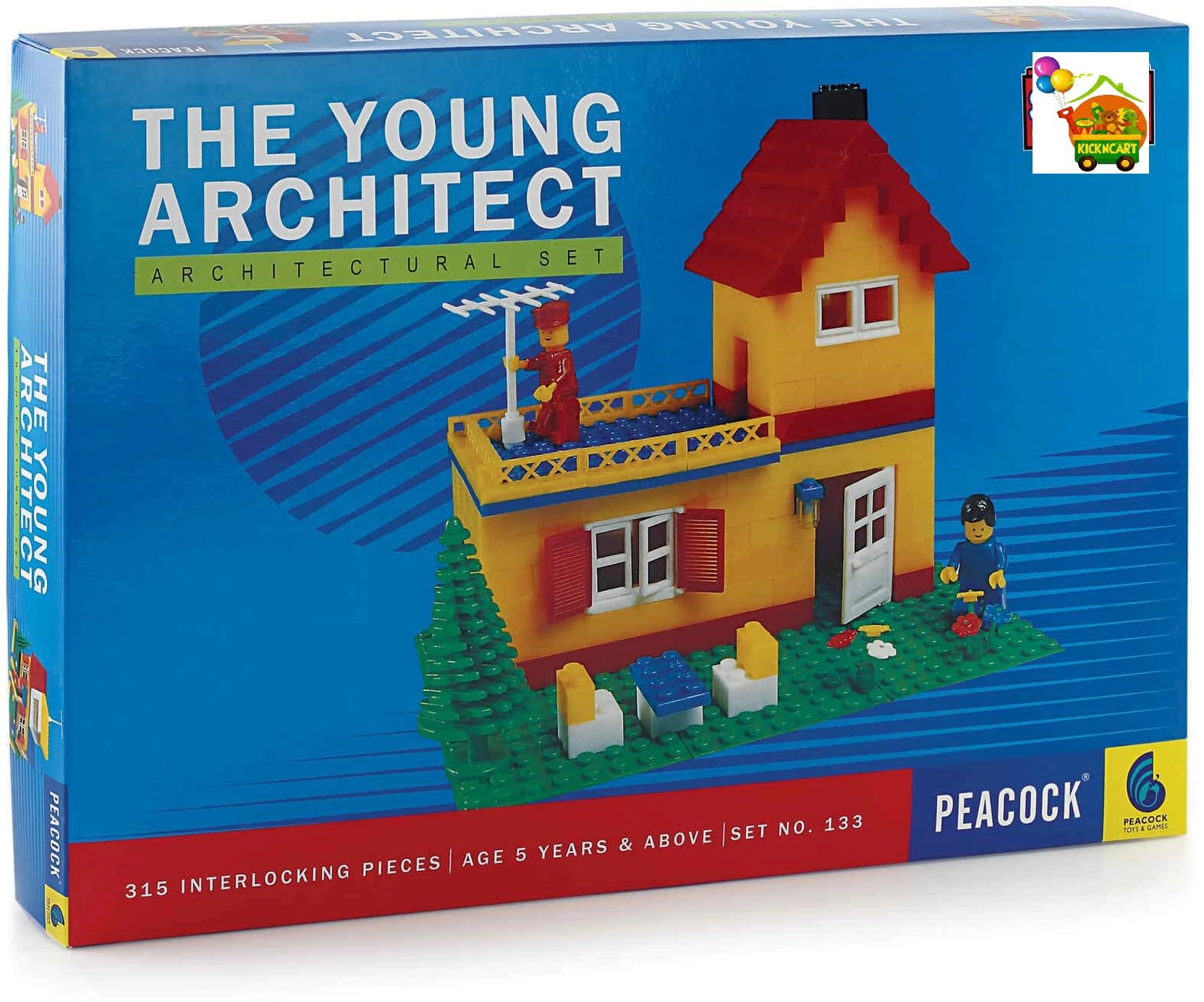 Peacock The Young Architect Architectural Building Block Set, 315 Interlocking Pieces, for Ages 5 Years and Above, Set No. 133
