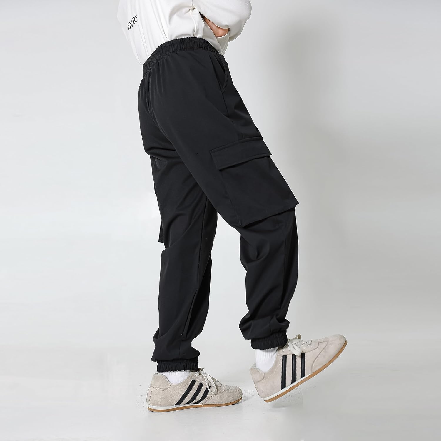 2 Pack Boys Cargo Joggers Pants Elastic Waist Casual Jogging Trousers Bottom for Kids 7-13 Years - Image 2