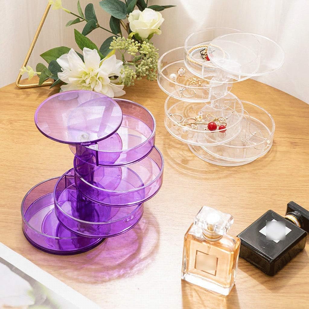 Jewelry Boxes 4-Layer Jewelry Box Small Jewelry Storage Box Earring Holder for Women 360° Rotating Travel Jewelry Tray Case with Lid,6 Colors Jewelry Organizer