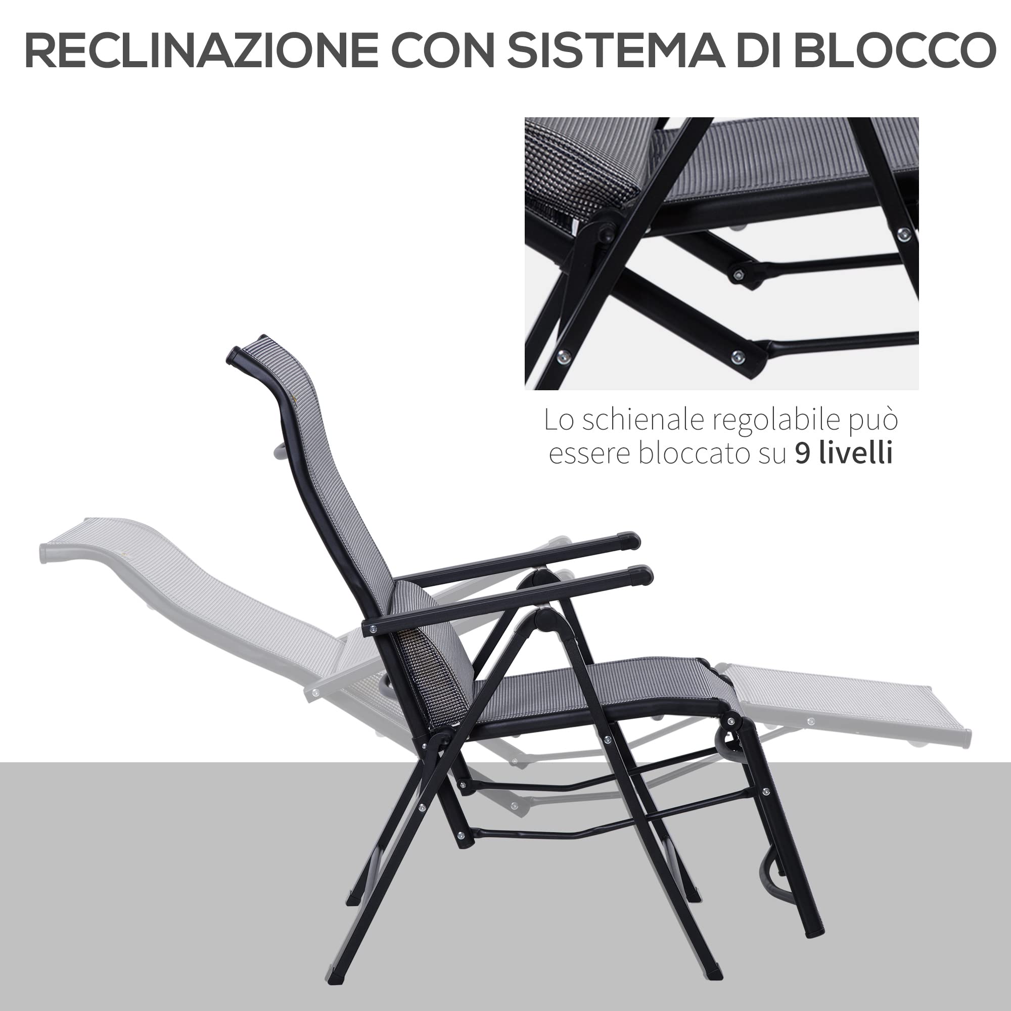 Sedia Sdraio Campeggio Pieghevole Lettino Prendisole Reclinabile Textilene Brown 51052496