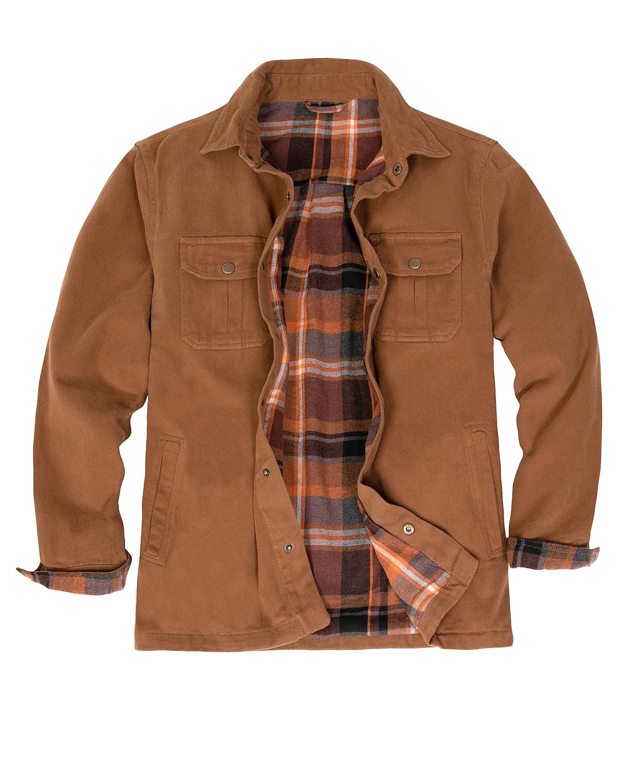 ZENTHACE Men's Full Flannel Lined Shirt Jacket, Heavy Washed Rugged Cotton