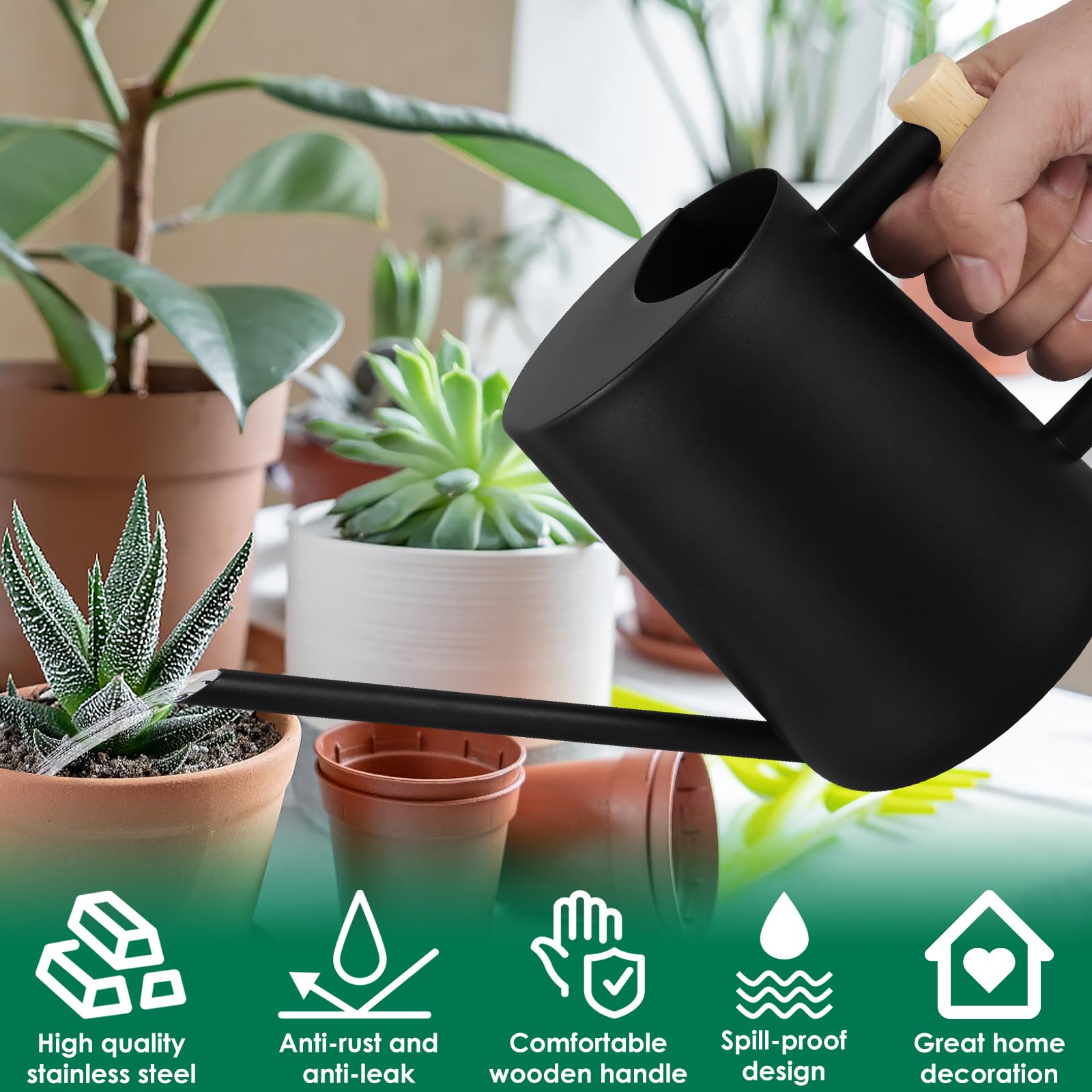 Arrosoir De Jardin 1,5 L – Bec Long Et Mode Douche – Léger Et Maniable – Pour Plantes Intérieures Et Extérieures