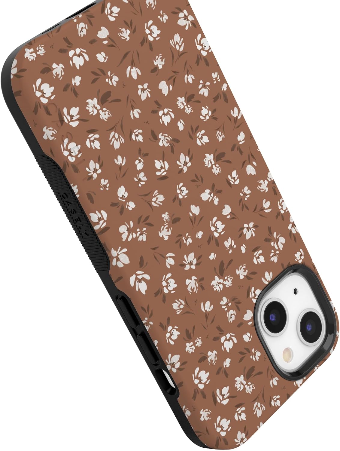 Casely iPhone 13 Case | Mocha Meadow | Tiny Flowers | Bold Protective Design | Compatible with MagSafe