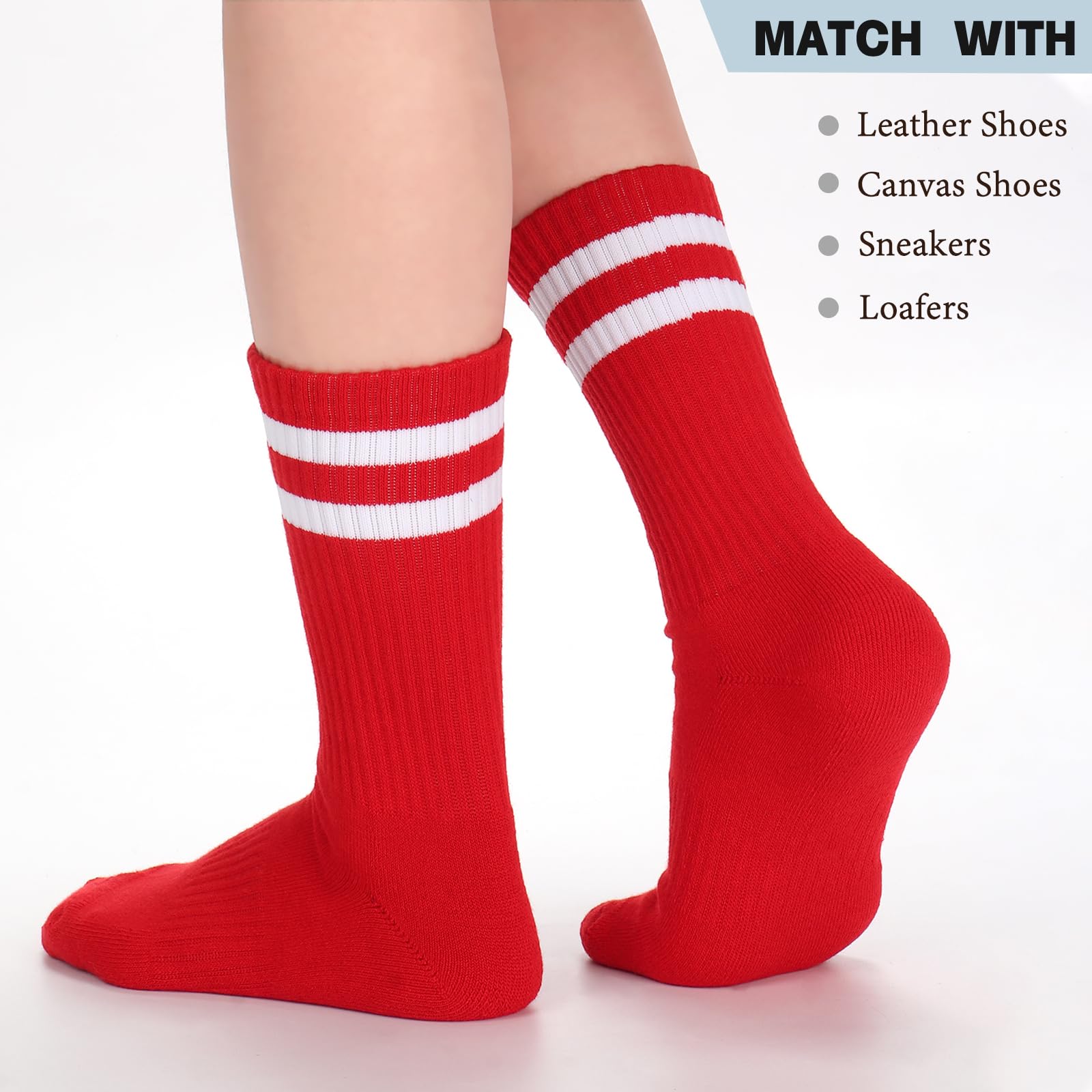 Geebuzz Lot de 5 paires de chaussettes rayées rembourrées en coton pour homme, femme, adolescent