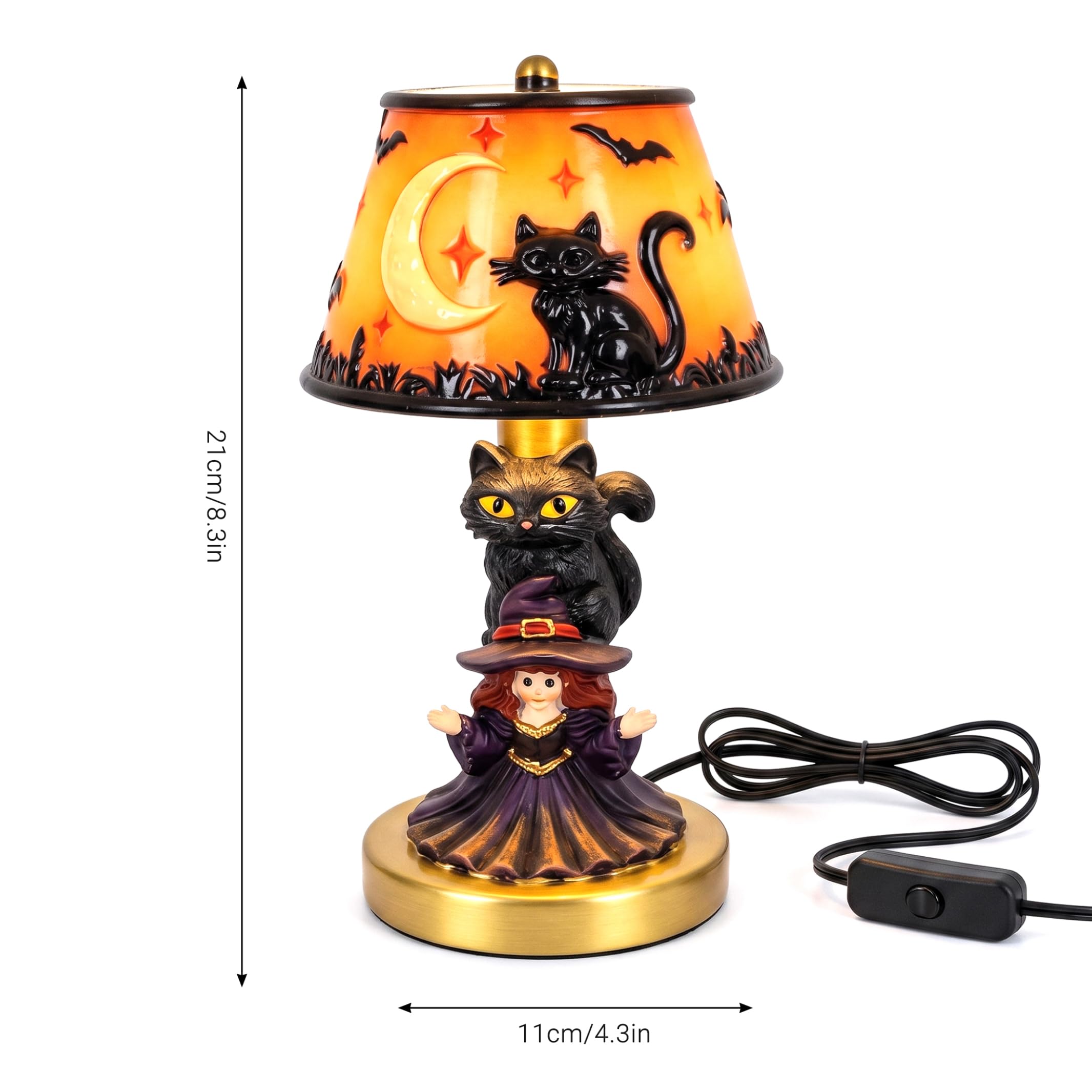 Lampade da tavolo, lampada da tavolo di Halloween, bagliore caldo, strega gotica, 5, 5 pollici