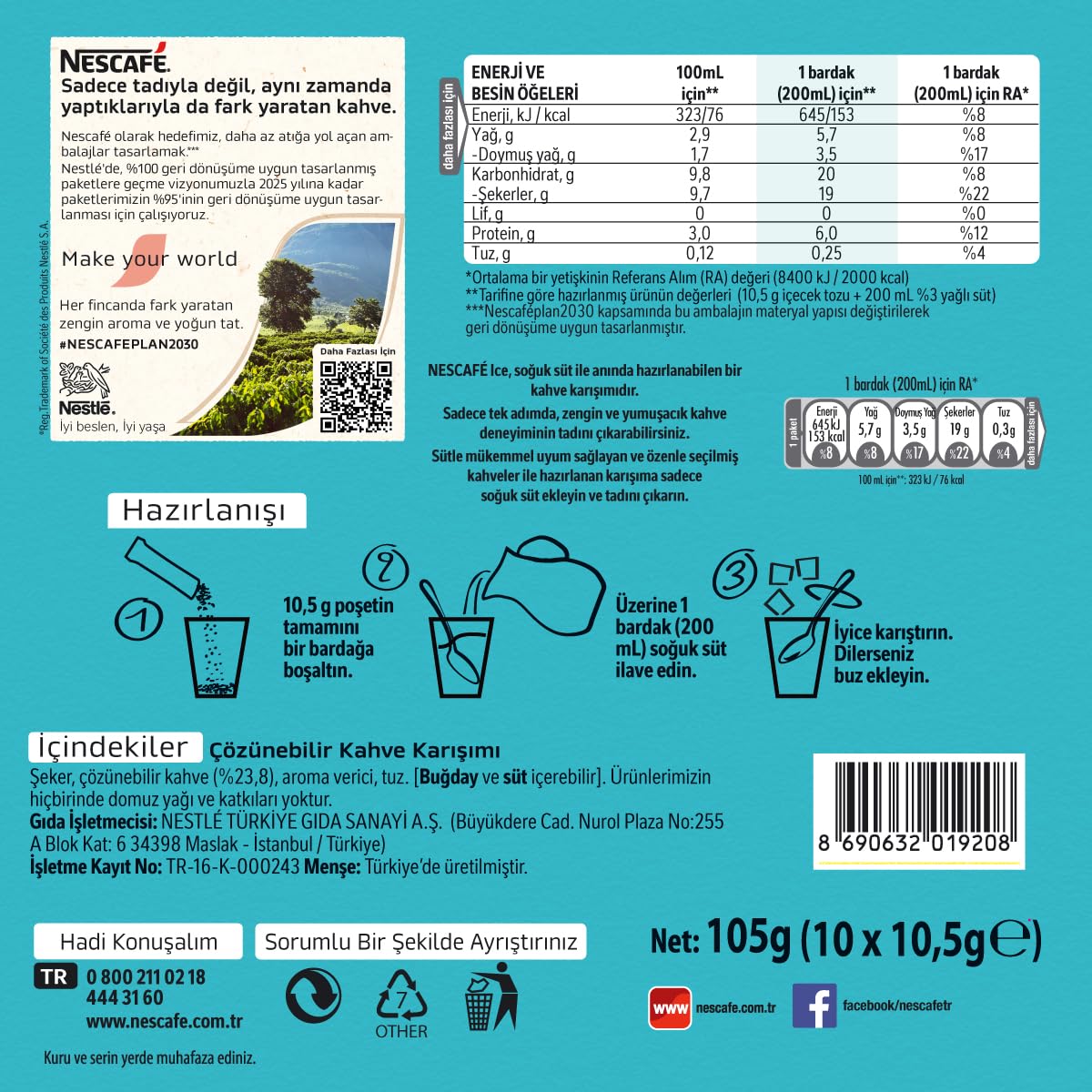 Milkページ NESCAFÉ Milky Ice Original 120'li Paket 12 x (10x10.5 G) : Amazon