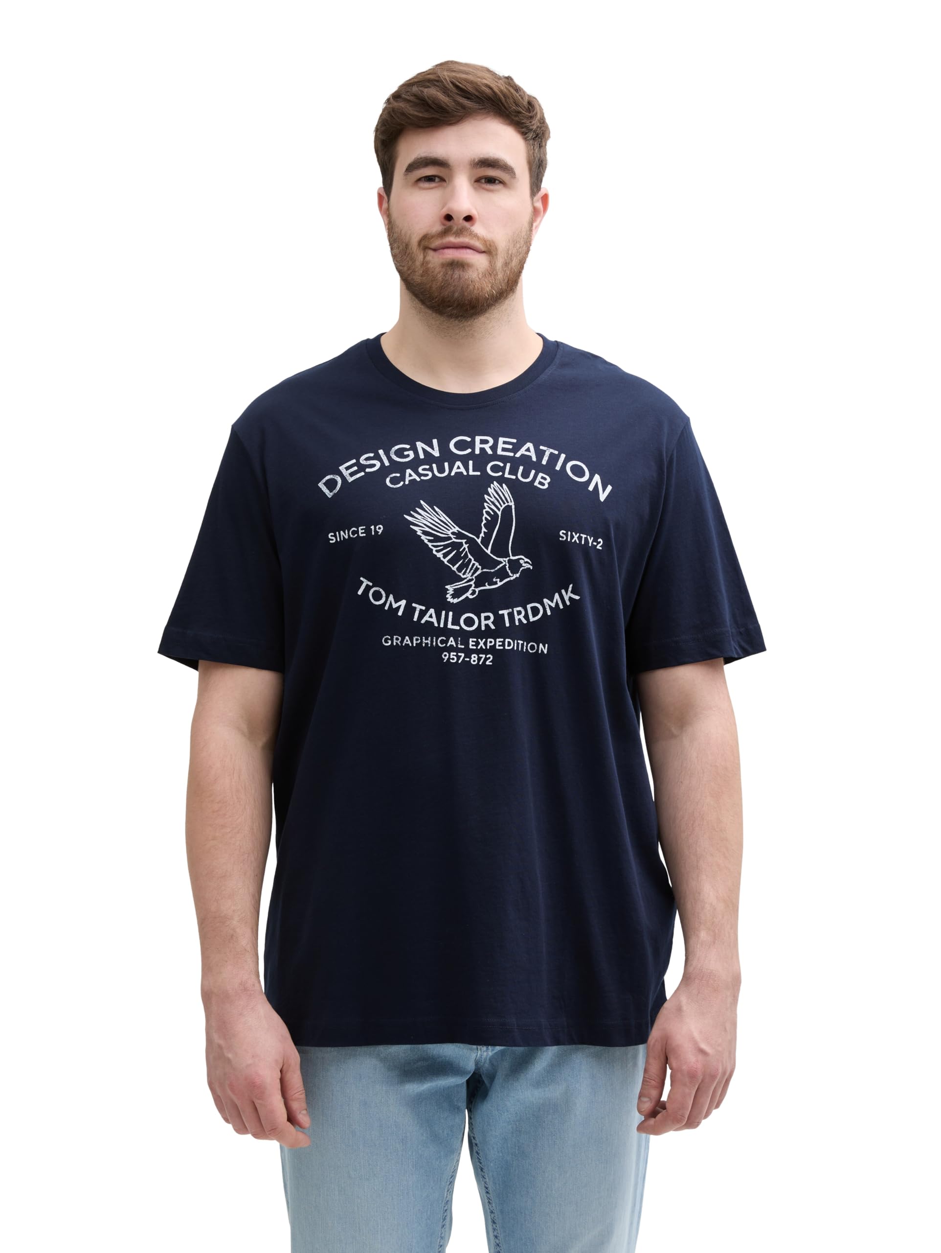 TOM TAILOR Men's Plus Size Basic T-Shirt with Logo Print