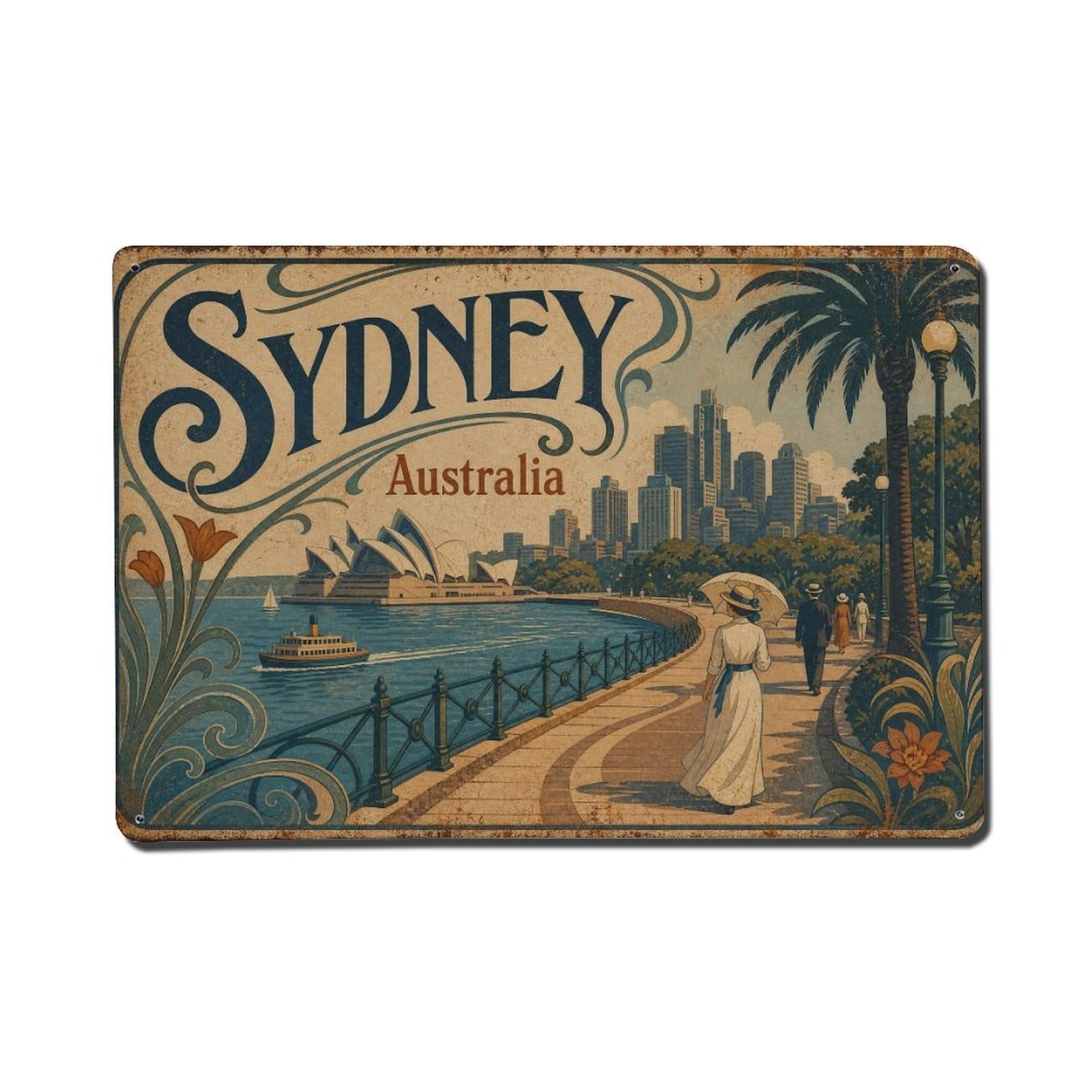 Sydney Australia Harbor Promenade Coastal Travel Retro Metal Tin Sign