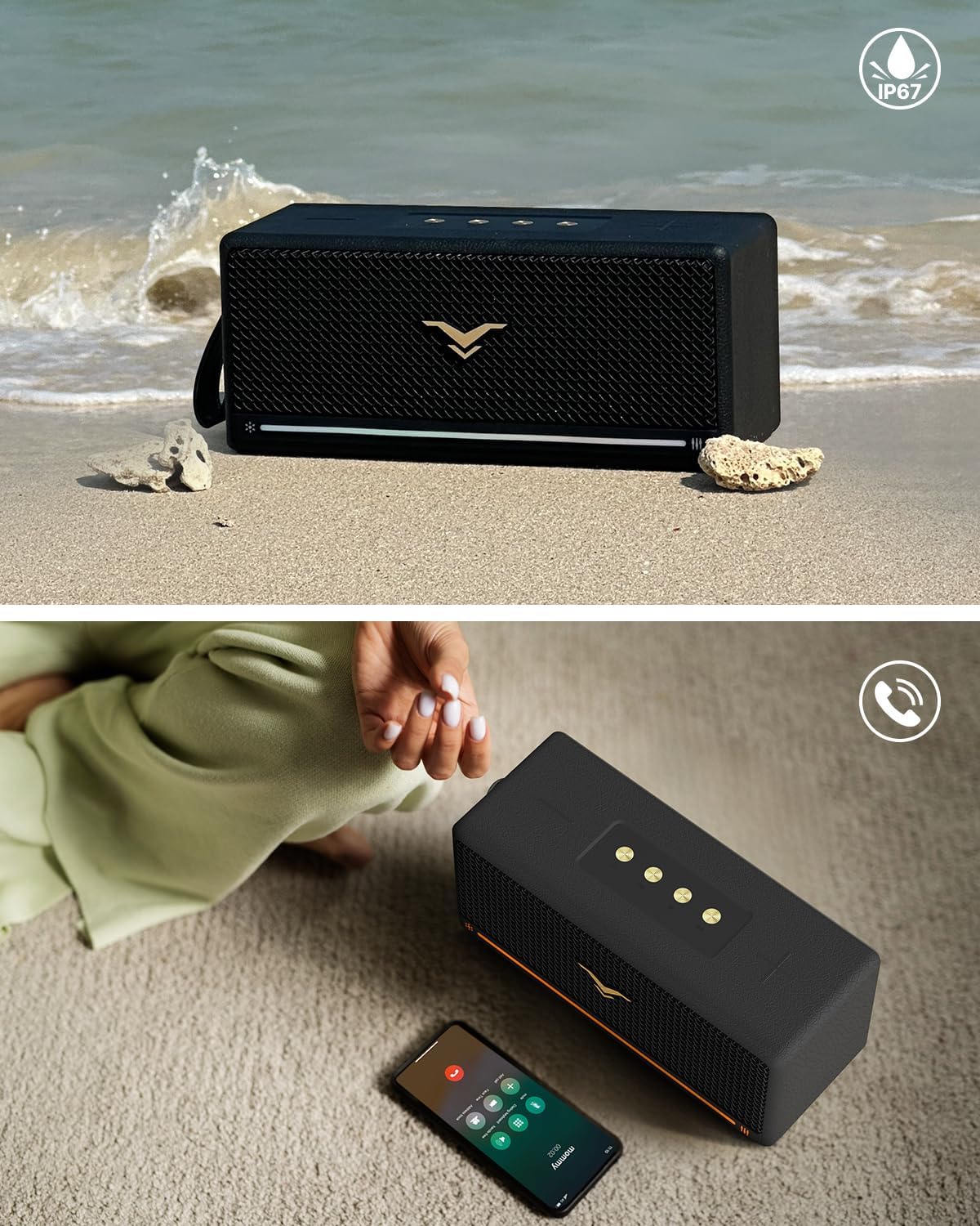 StageSound - Altoparlante Bluetooth, stile retrò, wireless, portatile, con Bass Boost, impermeabile IP67, luci LED, accoppiamento TWS, 12 ore di riproduzione, TF/AUX/USB, per feste, casa, all'aperto