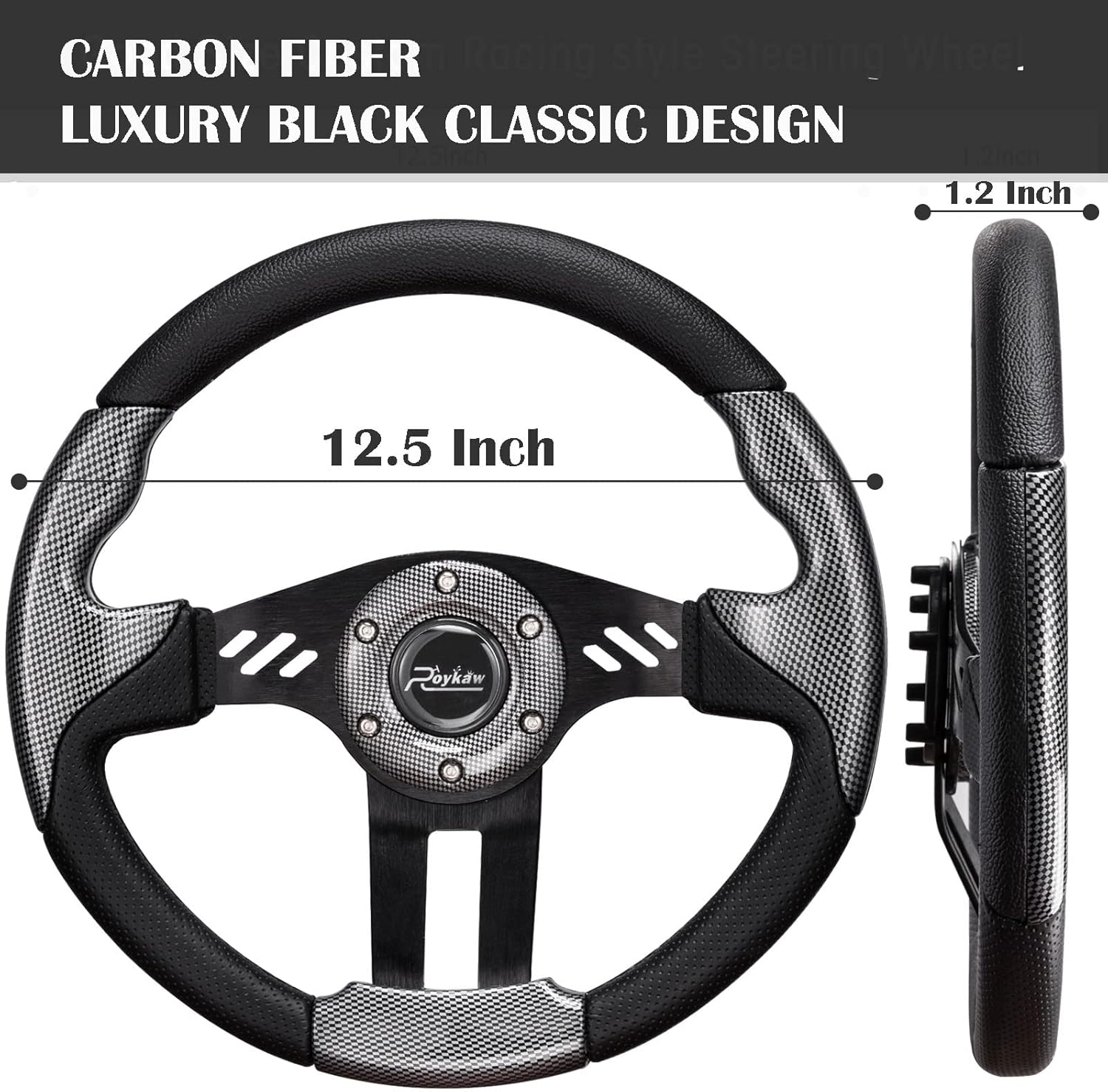Roykaw Golf Cart Universal Steering Wheel Compatible with EZGO RXV TXT, Club Car DS Precedent Tempo, Yamaha G29 Drive Drive 2,Universal Design for Most Golf Cart