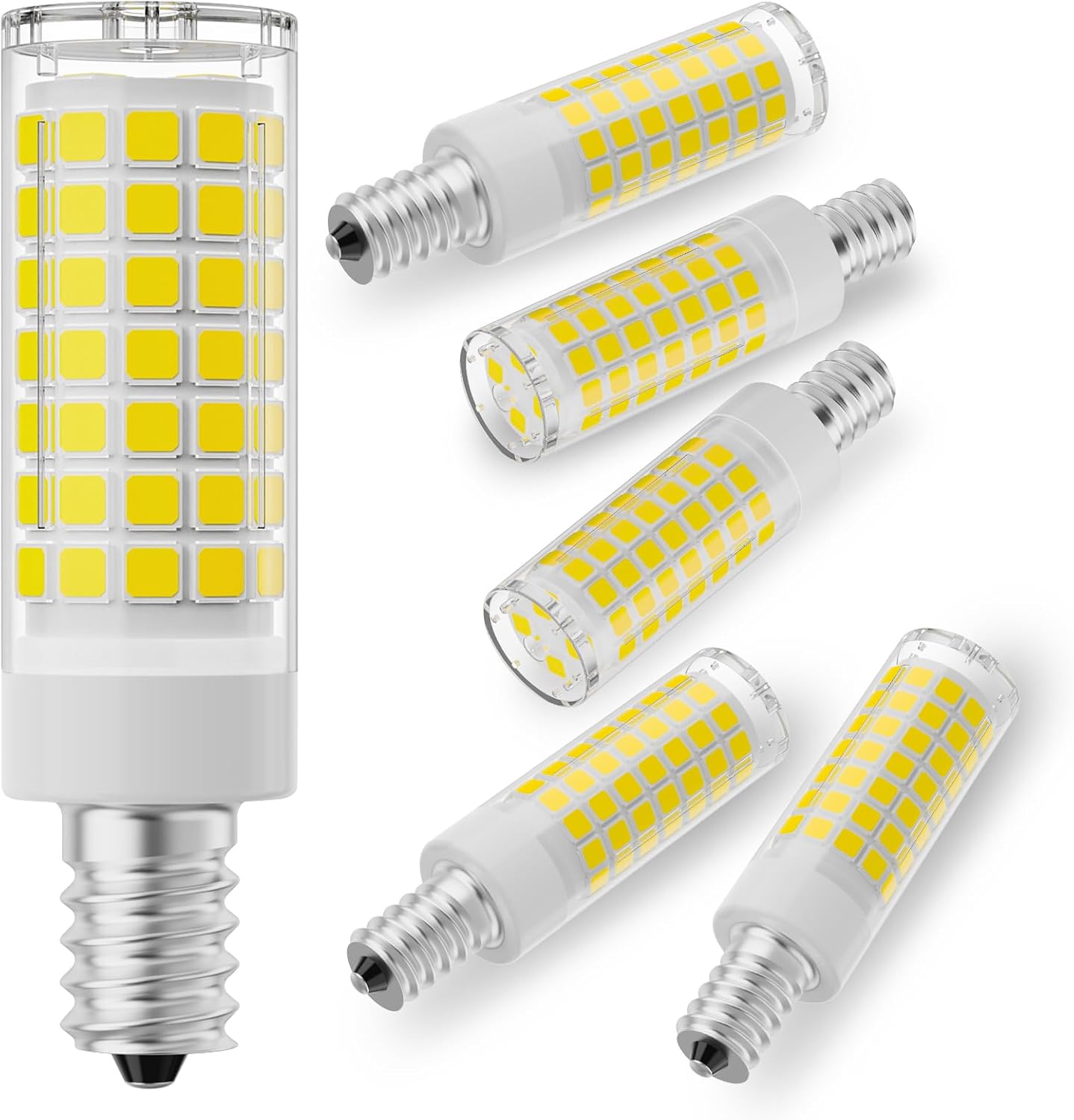 E12 60W LED Candelabra Bulbs Replacement C7,Dimmable,3000K Warm White,600 Lumen T6 E12 120V 6W LED Chandelier Light Bulbs for Ceiling Fan Pendant Lighting Salt Lamp,6 Pack