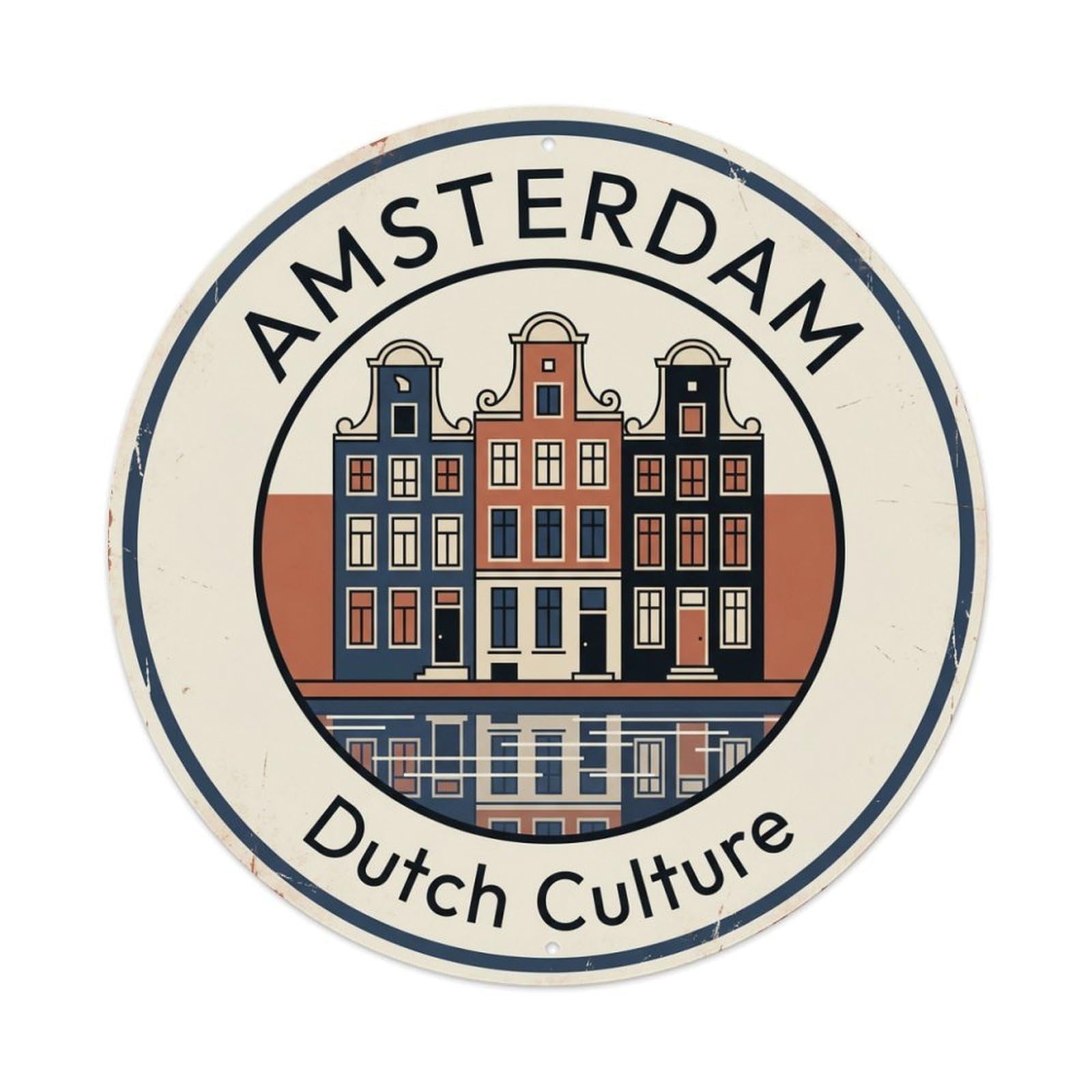 Fqnyr Style Metal Tin Sign Vintage Travel Amsterdam Netherlands Decor