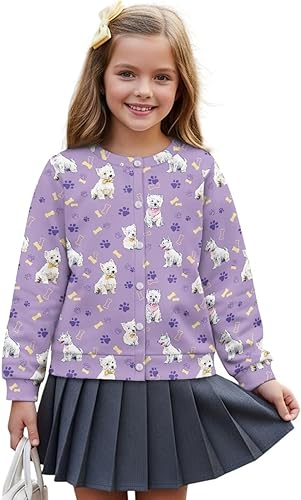 Girls Cardigan Girl Clothes Comfy Cardigan Crew Neck Sweatshirts Girls 5-16T for School