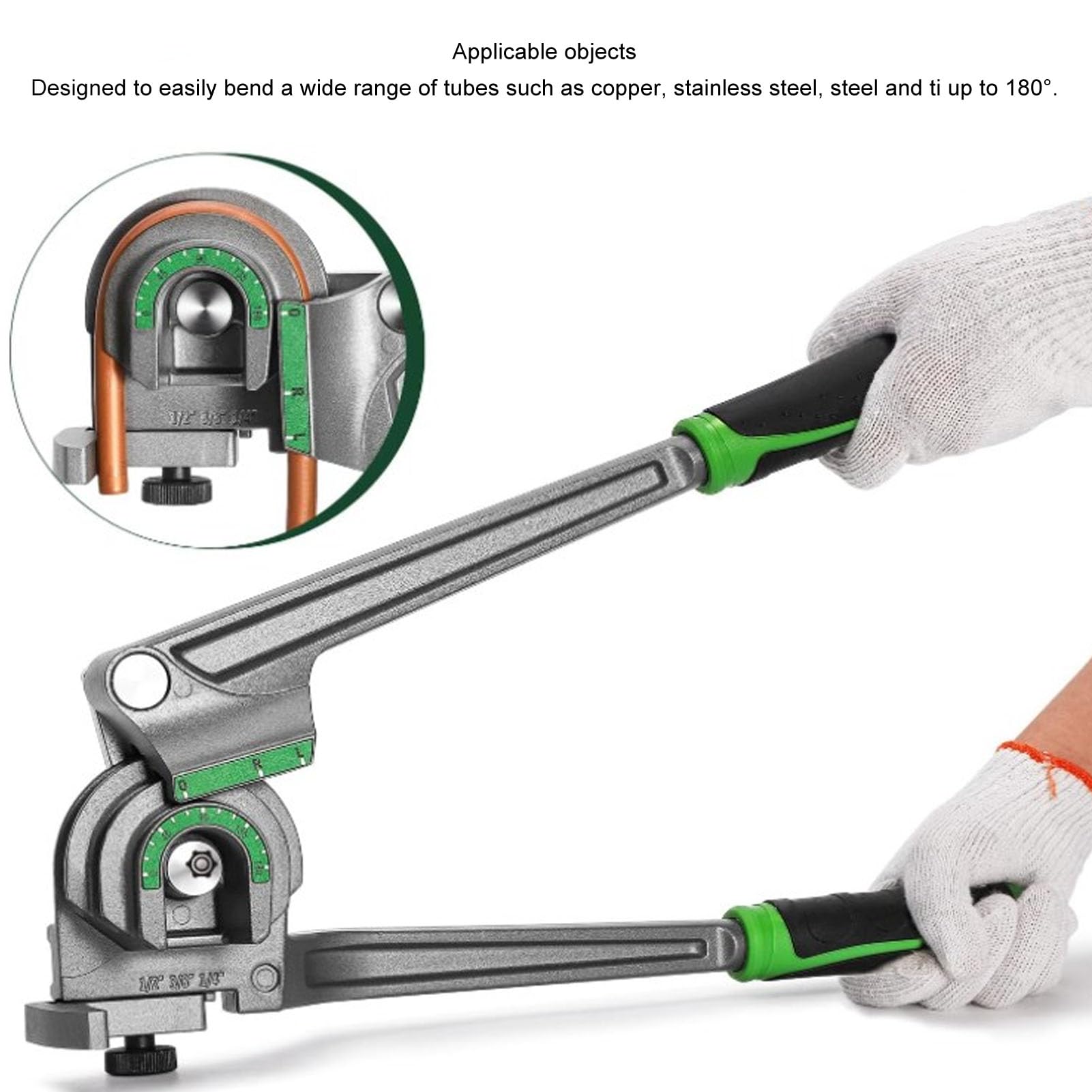 Giętarka do Rur, 3 w 1 Narzędzie do Gięcia Rur Miedzianych i Aluminiowych HVAC z Ergonomicznym Uchwytem o średnicy Zewnętrznej 1/4 3/8 /2 Cala, Precyzyjne Gięcie 180 Stopni