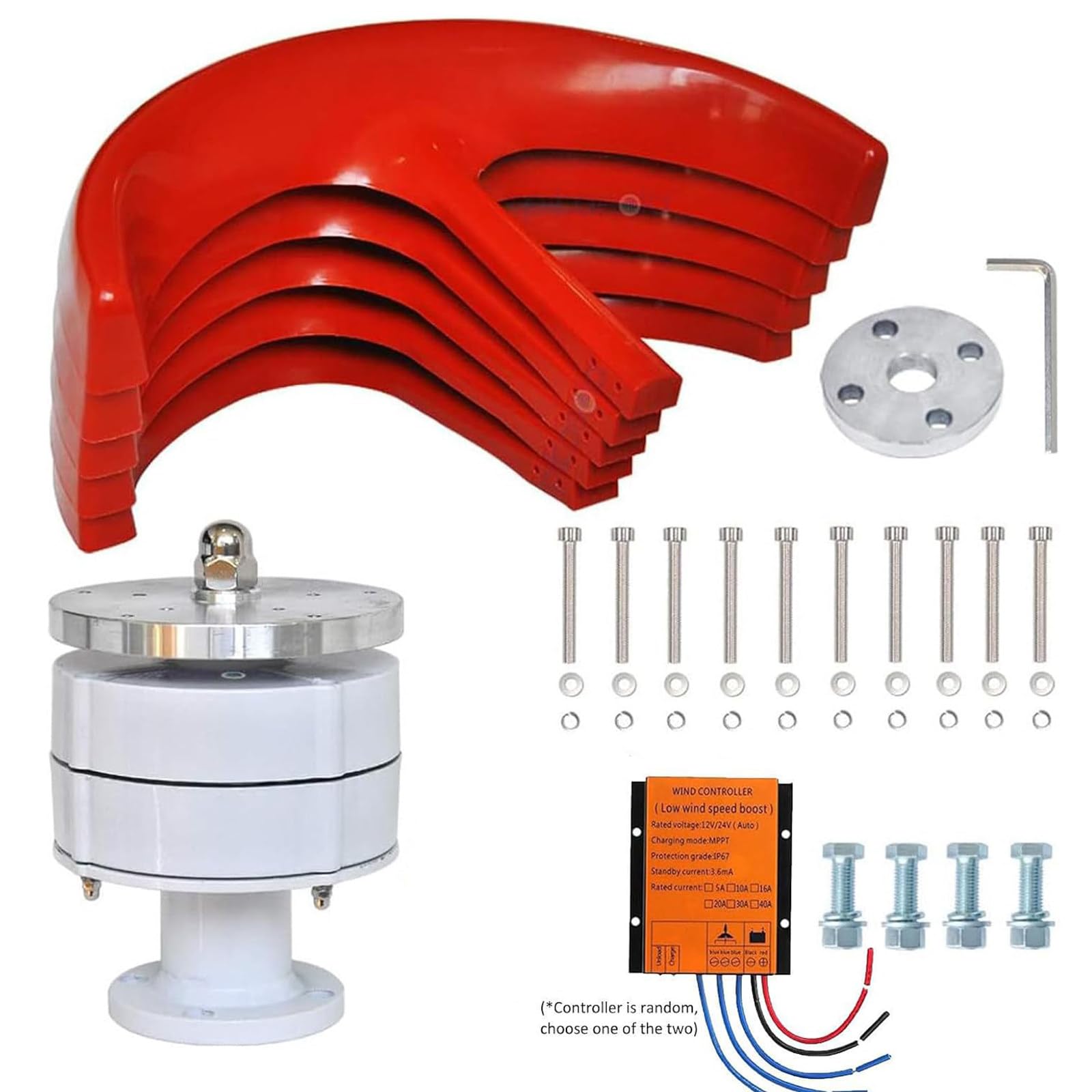 Turbina Eolica a Forma di Lanterna con 5 Pale Generatore Eolico 12V 24V 48V con Controller Integrato,Uso per Sistemi Monitoraggio,Case Mobili,Barche da Pesca,Marine e Altro Usi Ricarica,3000W-24V