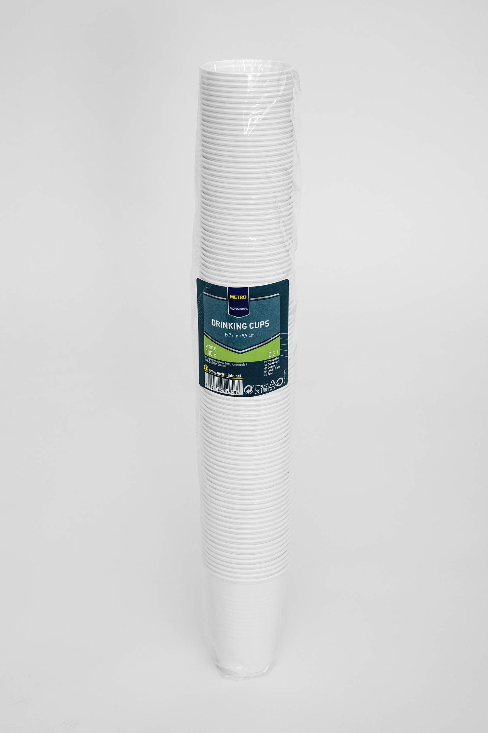 METRO Professional Trinkbecher | 100 Stück | 0,2 l | PP | Polypropylen | Ø 7 cm | Höhe 9,9 cm | weiß | Becher | Einwegbecher | Kunststoffbecher