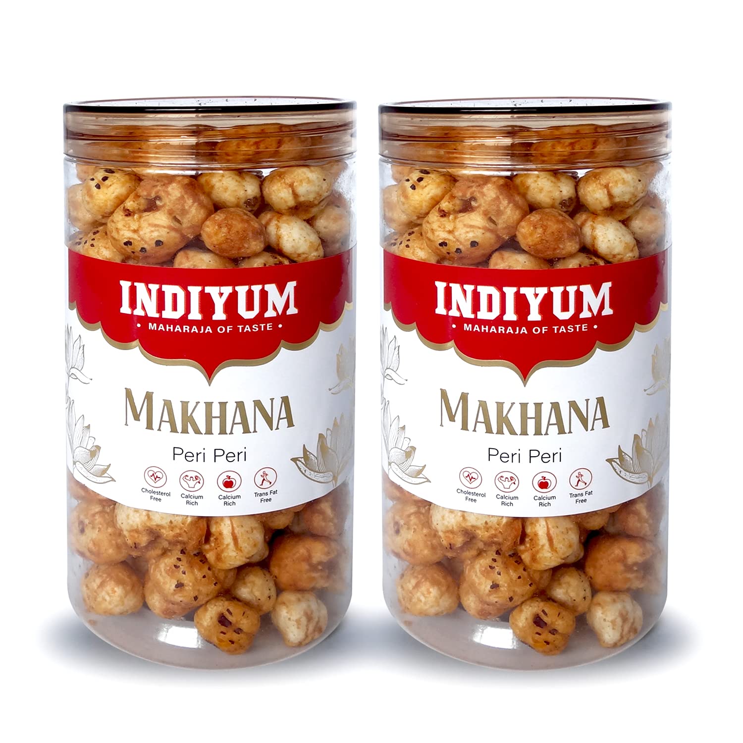 Indiyum Roasted Makhana Peri Peri Foxnut Snacks Jar 90g Pack Of 2