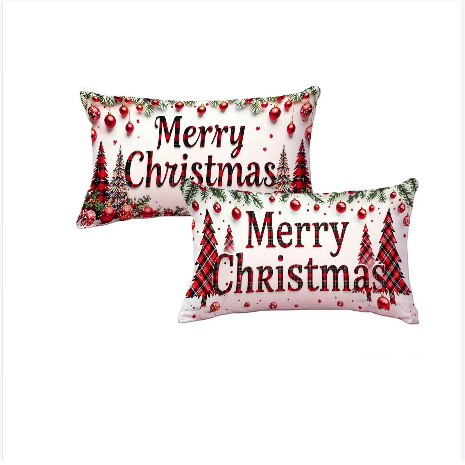 Housses de coussin Noël 60x90 imperméables et double face lot de 2